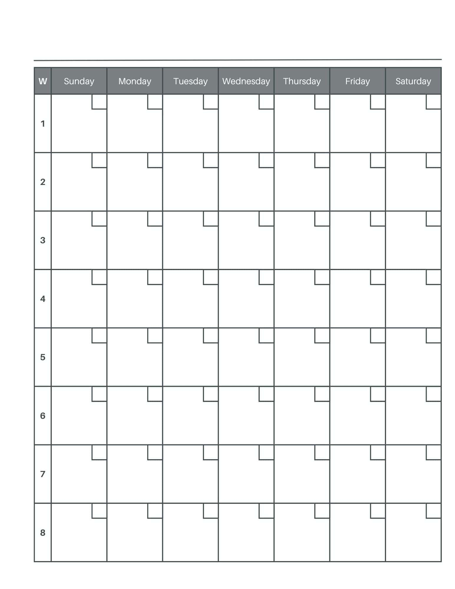 Free 8 Week Calendar Printable