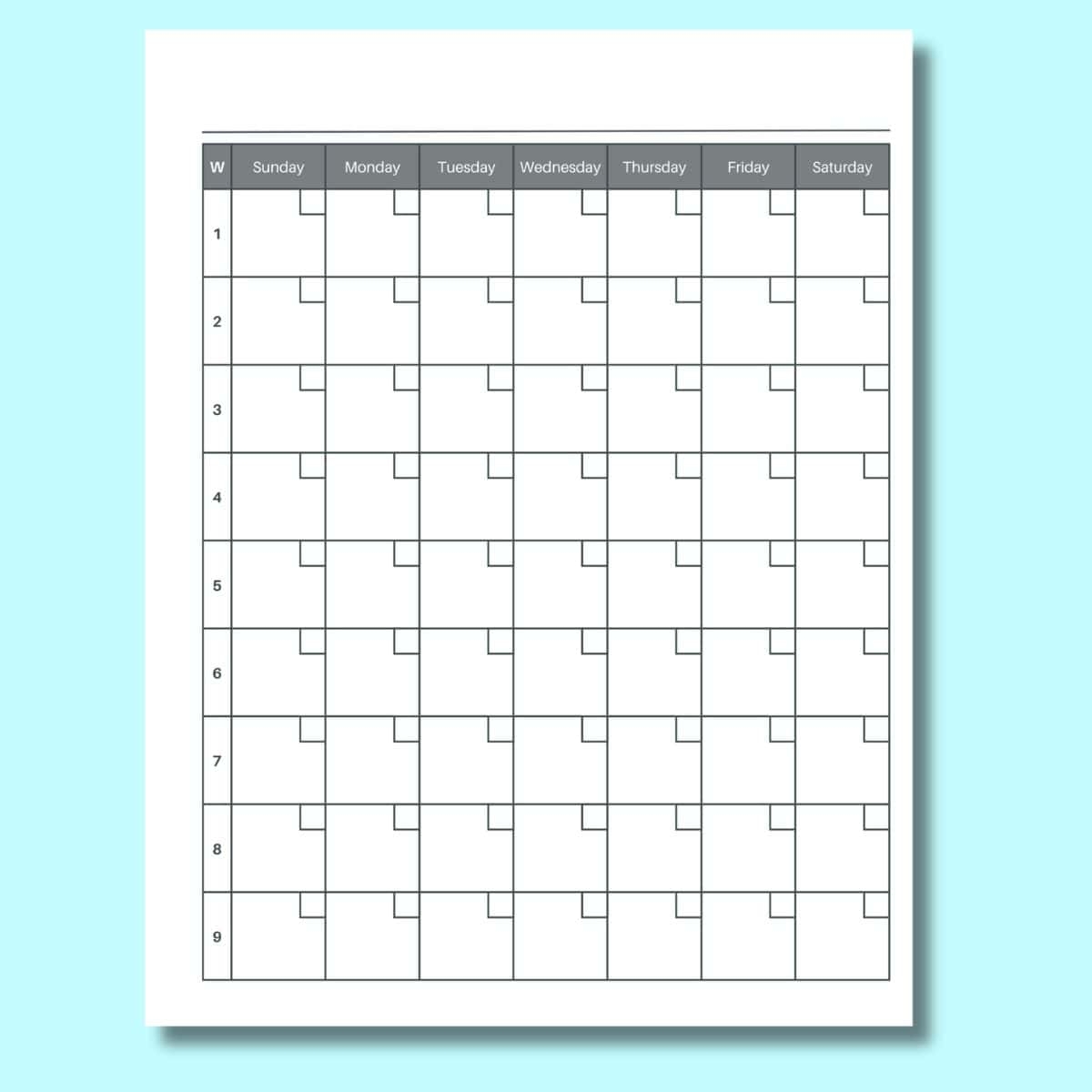 Free 9 Week Calendar