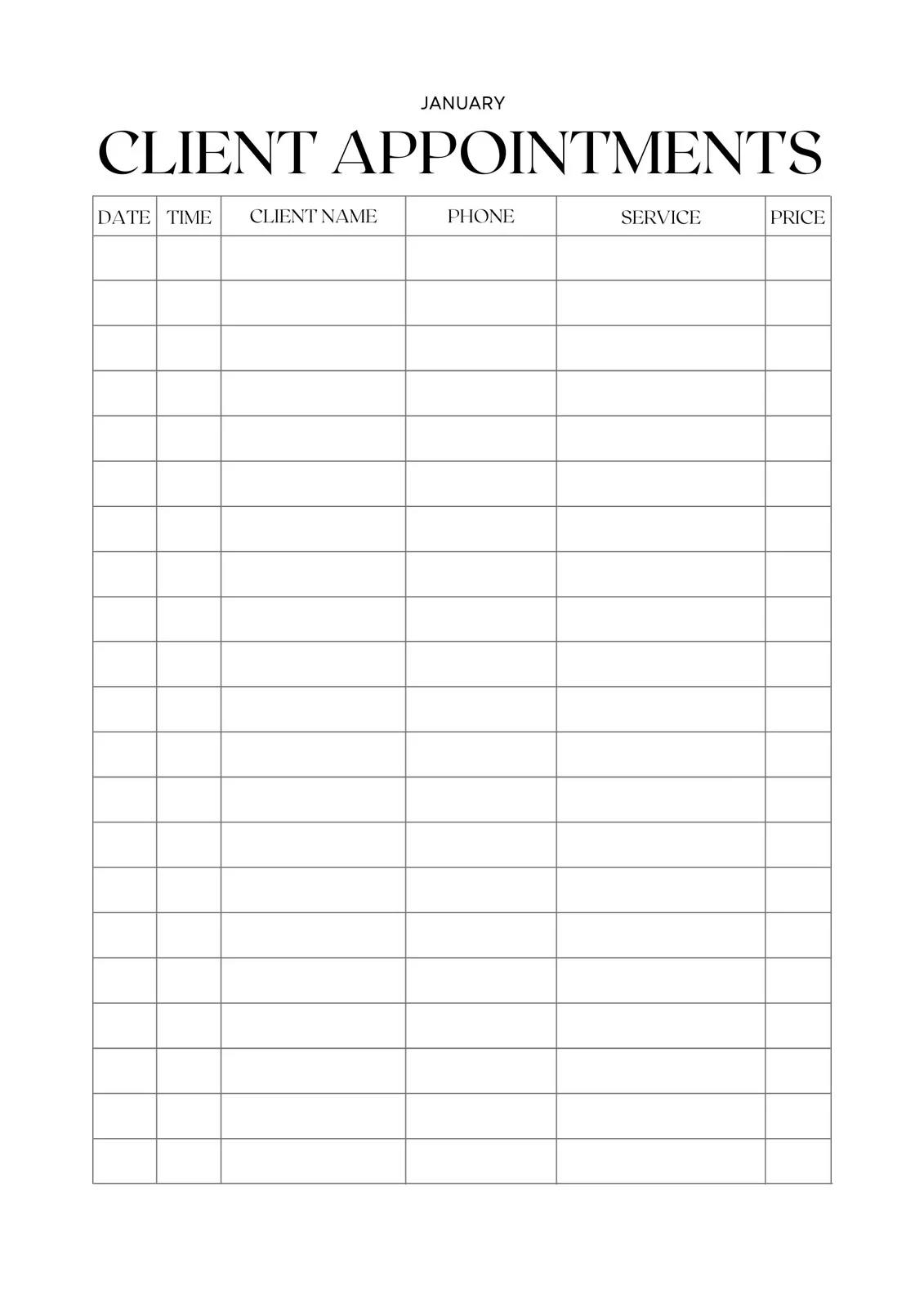 Free And Customizable Appointment Templates