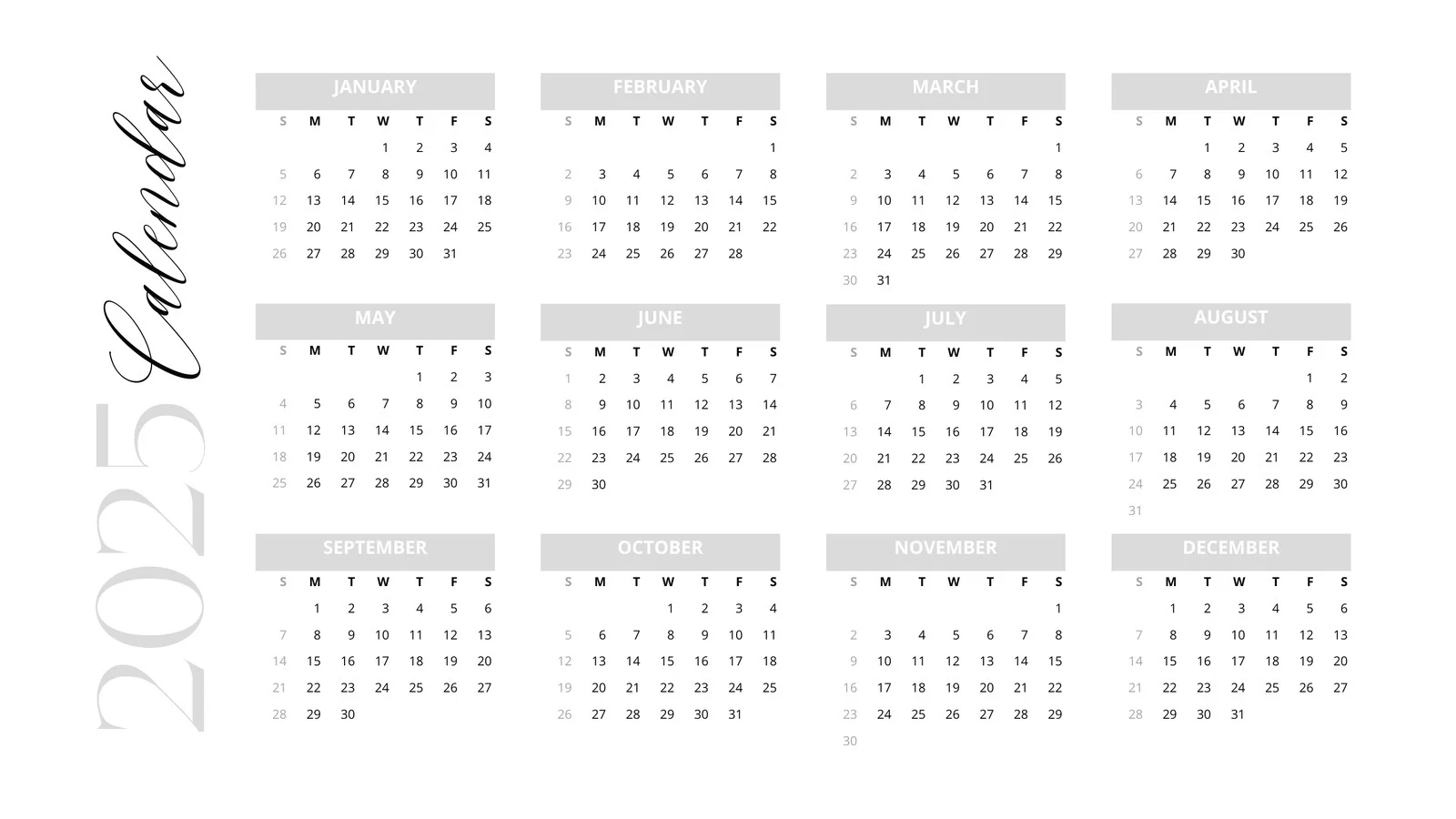 Free Writable Printable Calendar 2025
