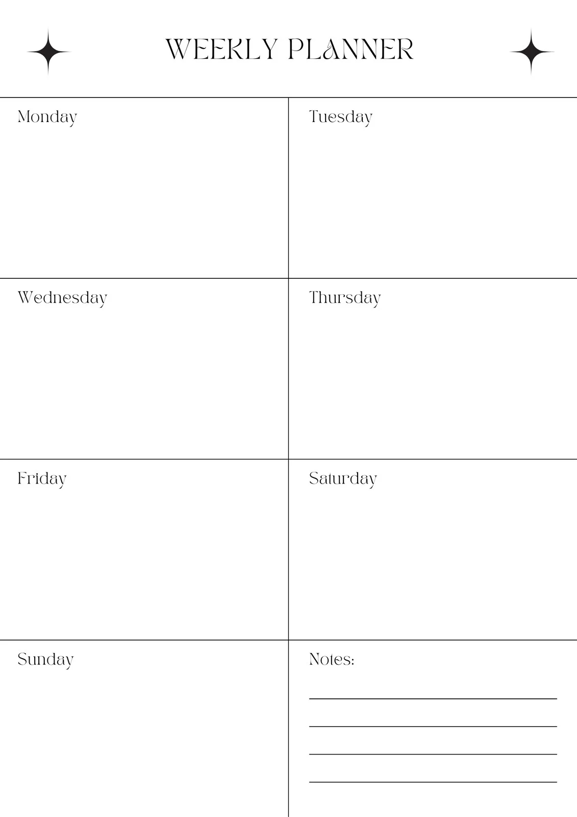 Planning Calendar Printable Weekly