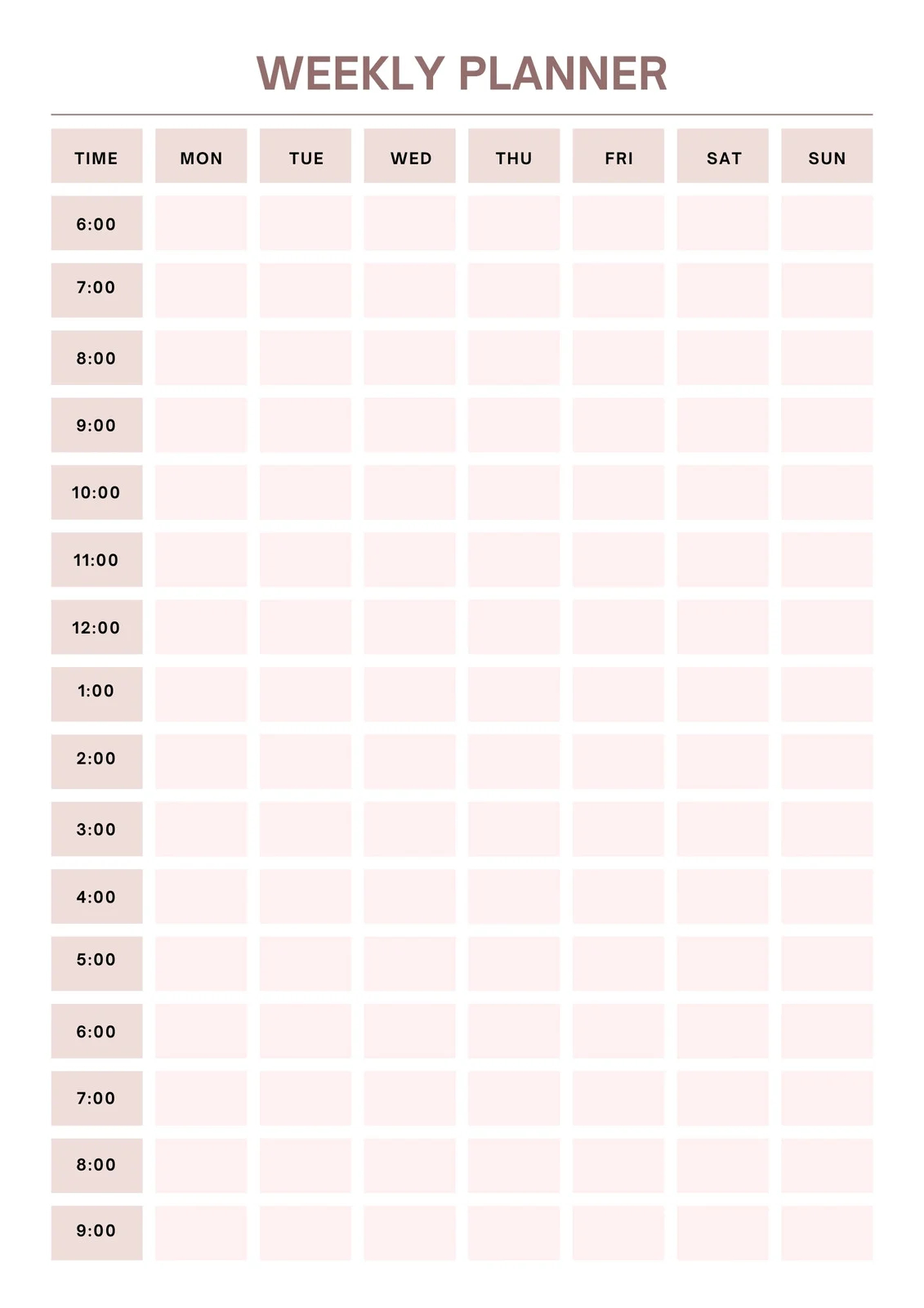 Printable Weekly Calendar With Times