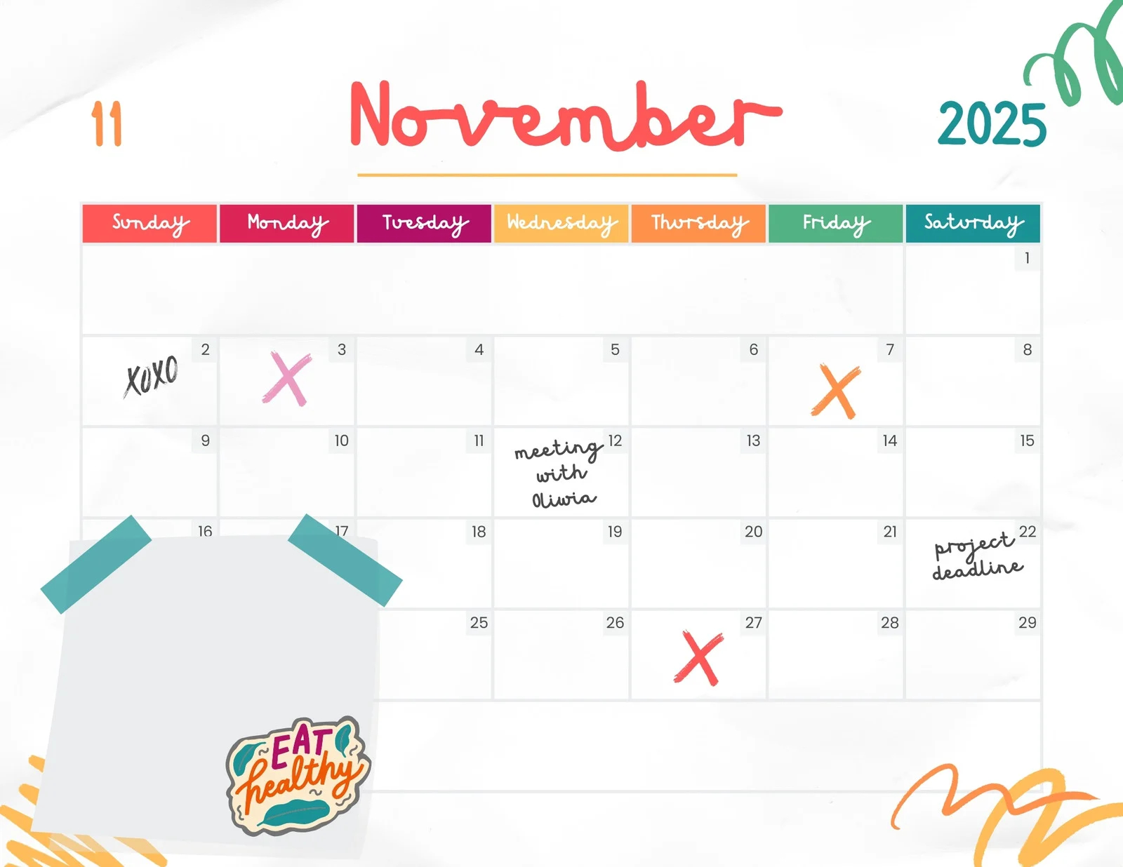 Free And Printable November 2025 Calendar Templates Canva