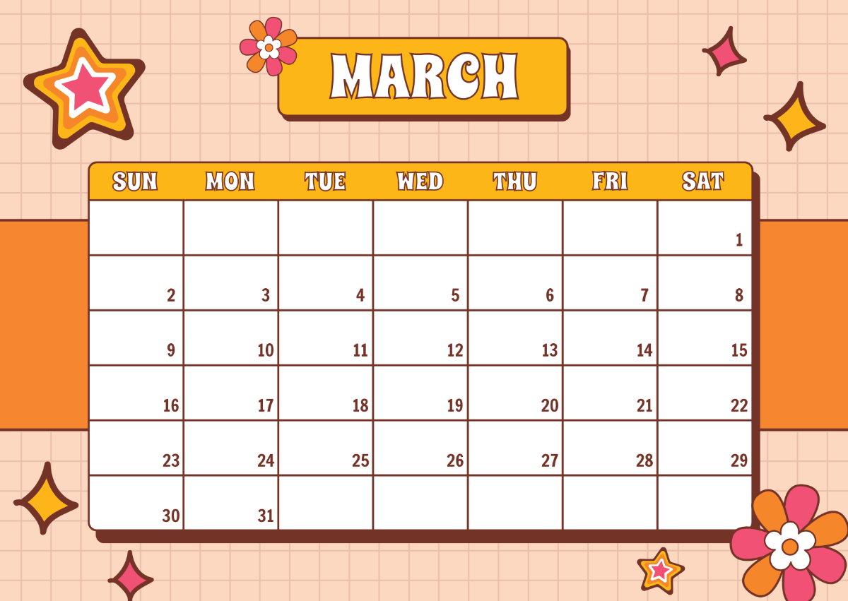 Free Black And White Minimalistic March 2025 Calendar Template To Edit Online