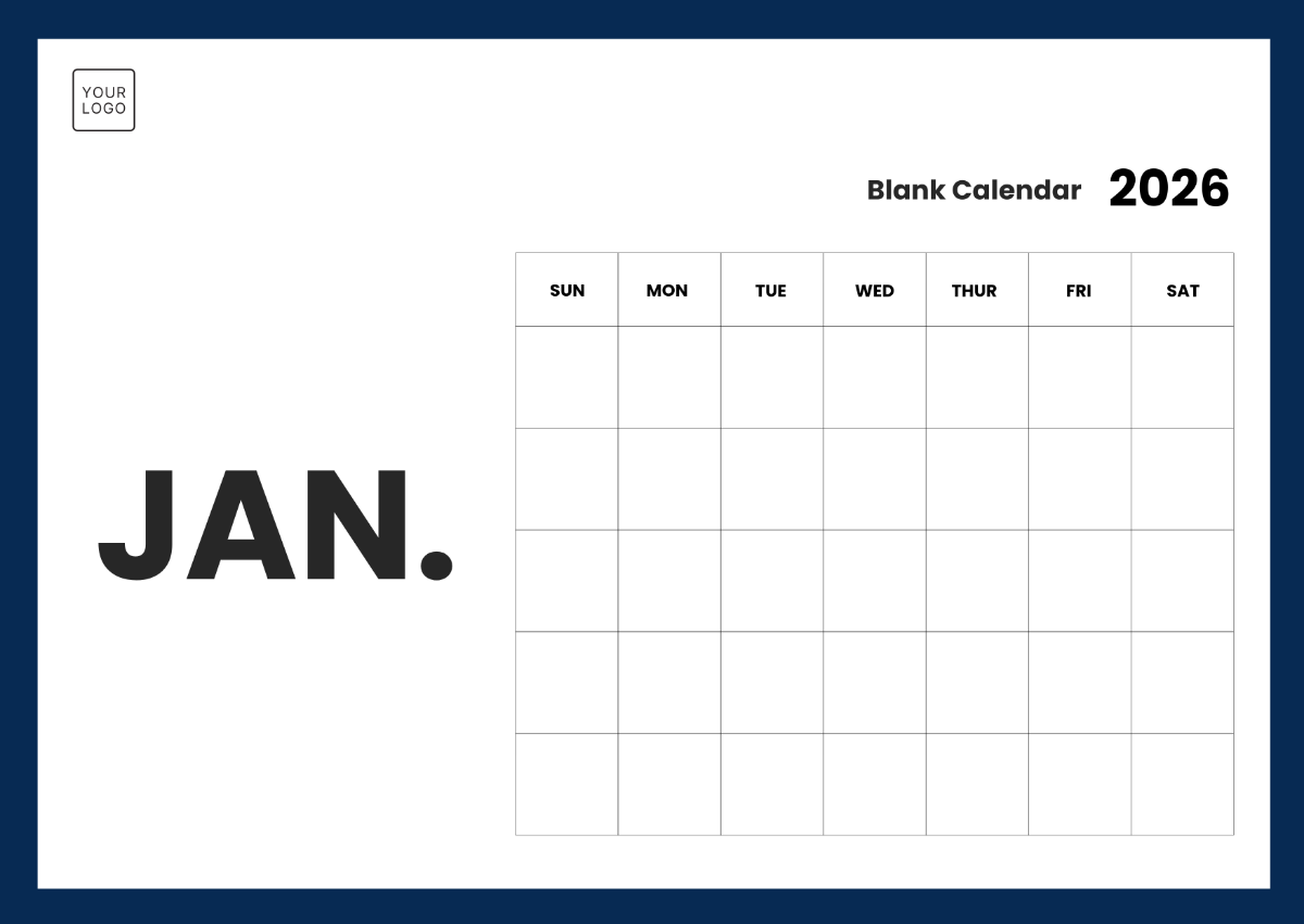 2026 Blank Calendar Printable