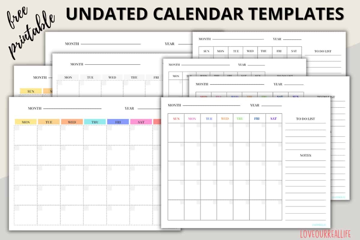 Free Printable Blank Monthly Calendar