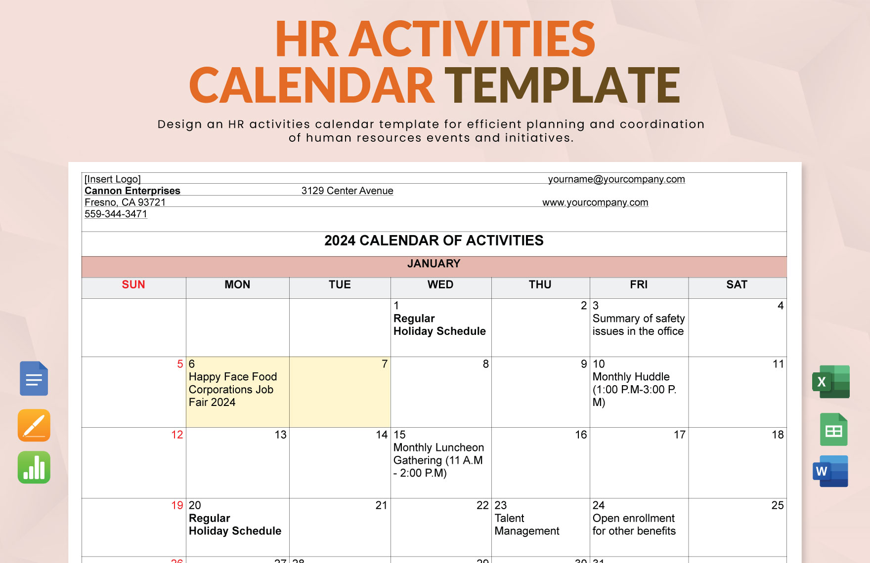 Free Editable Calendar Templates In Apple Pages To Download