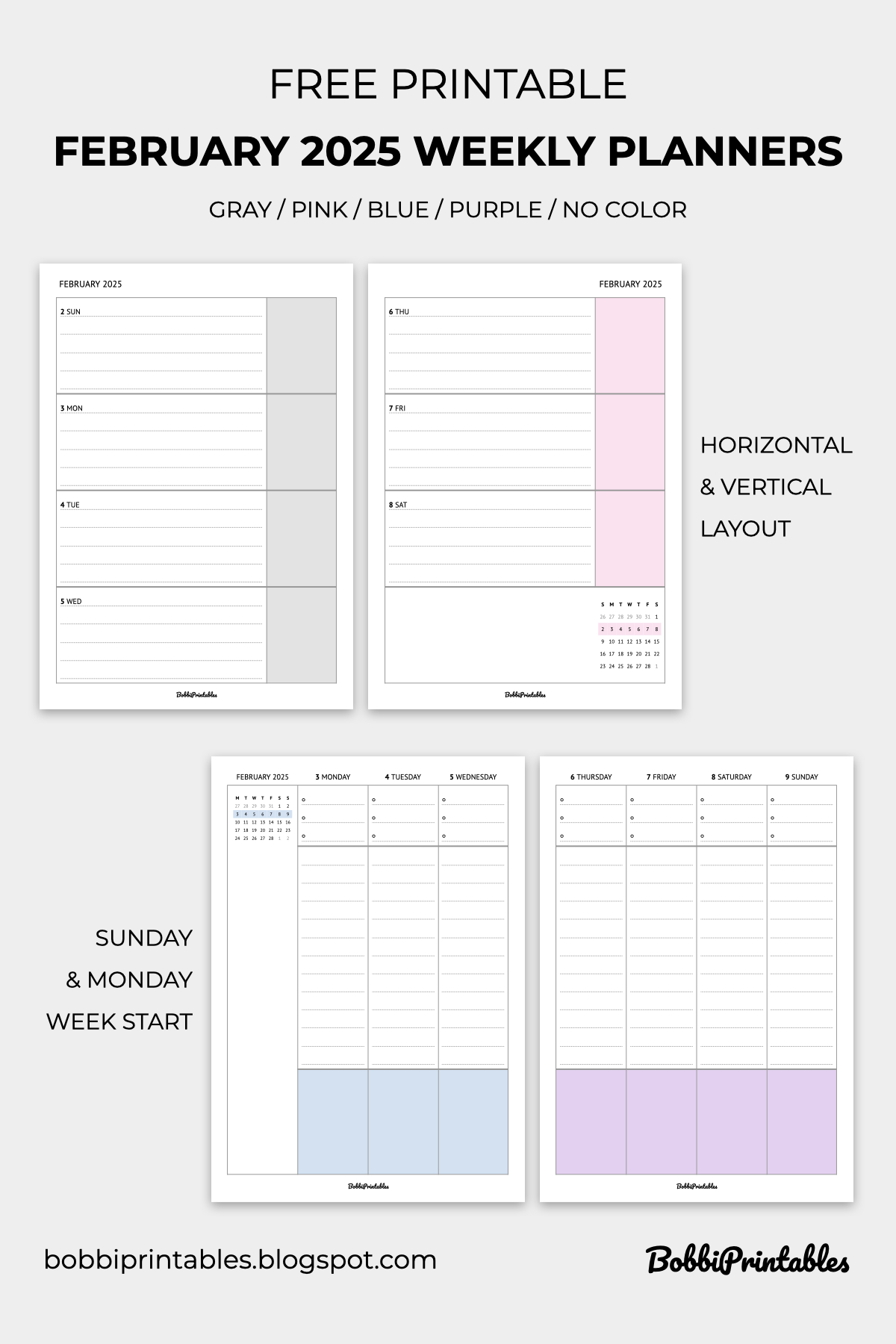 free february 2025 printable weekly planner pages