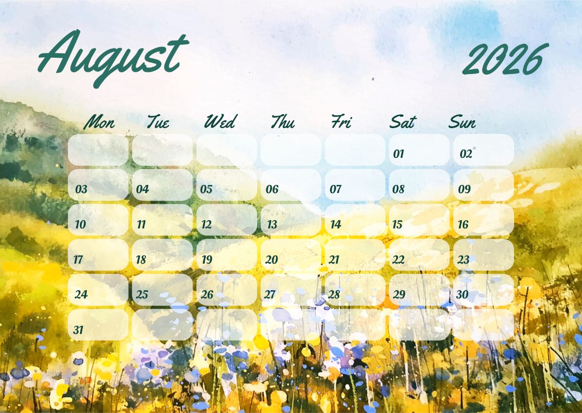Printable Calendar June July August 2026 Cute
