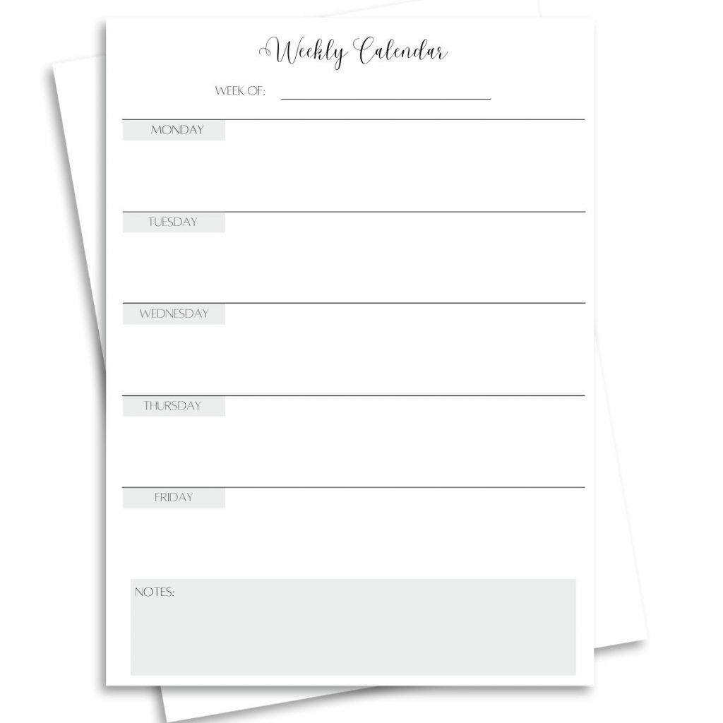 Free Monday Through Friday Printable Calendar Weekly And Monthly Free Monday Through Friday Printable Calendar Weekly And Monthly
