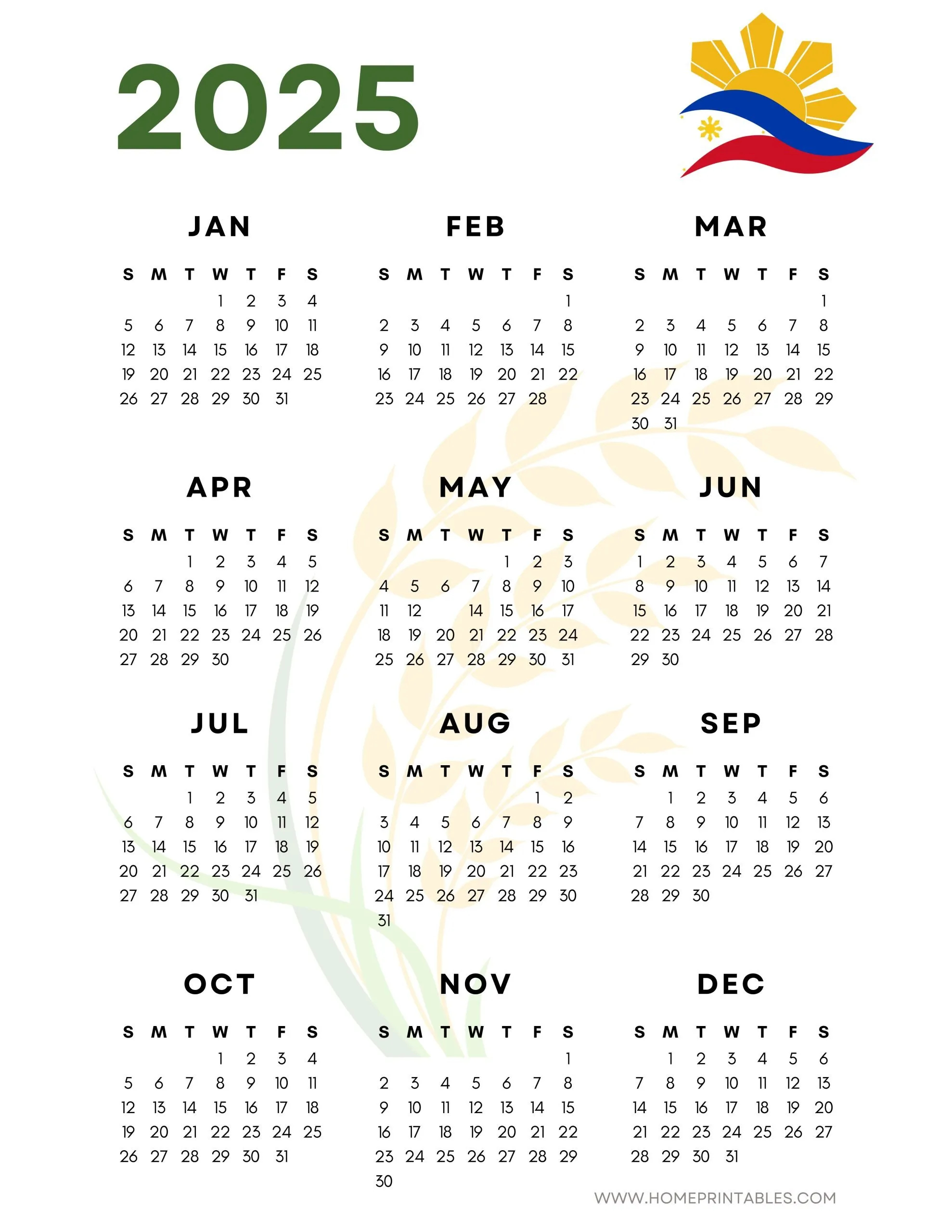 Free Philippine Calendar 2025 With Holidays