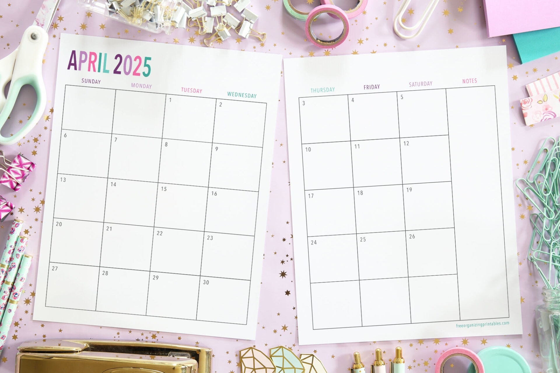 Free Printable 2 Page Blank Monthly Calendar 2025