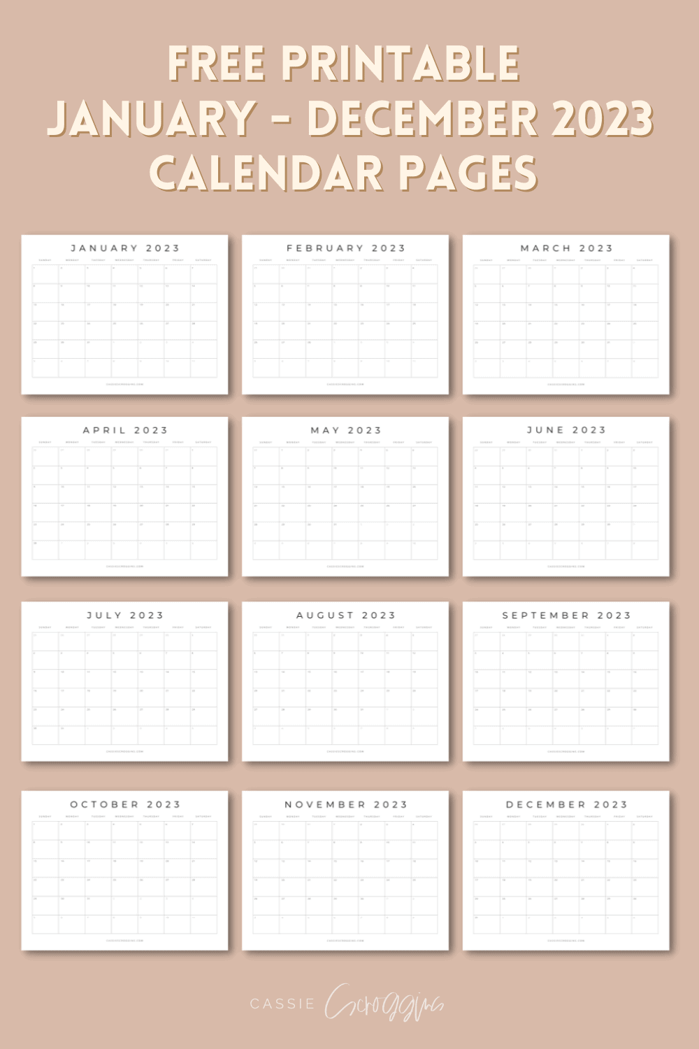 Monthly Blank Calendar Free Printable