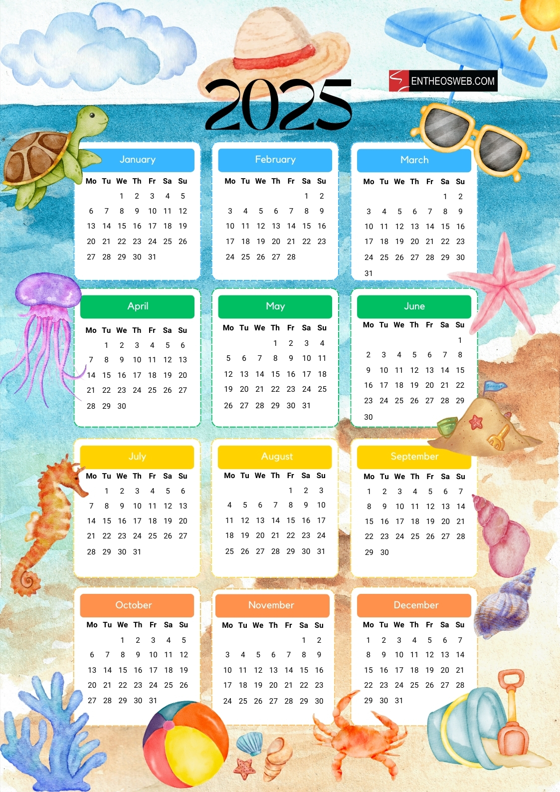 Printable Yearly Calendar For 2025