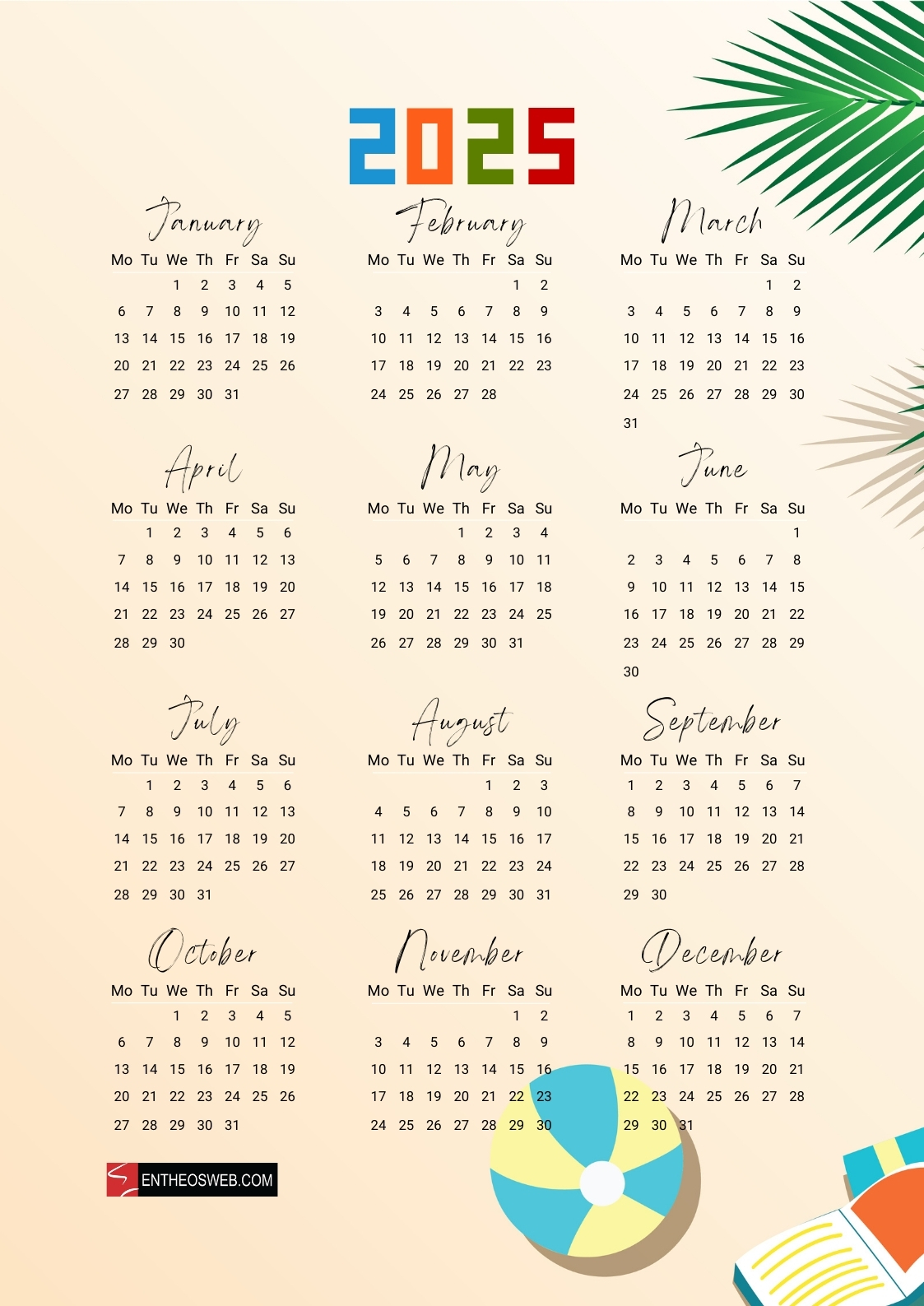 Free Printable 2025 Calendars Free Printable 2025 Calendars EntheosWeb