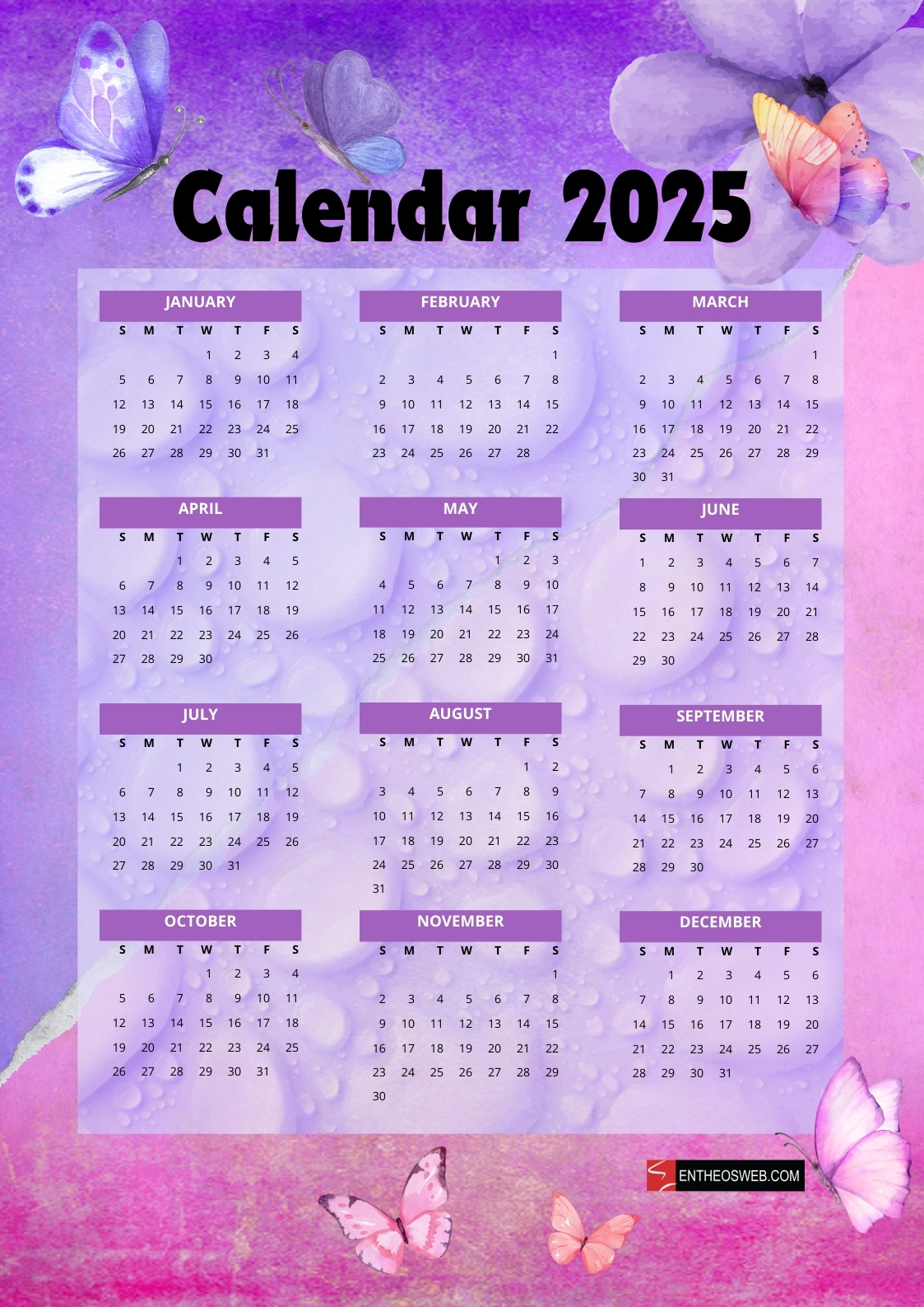 Year Calendar Printable 2025 2025