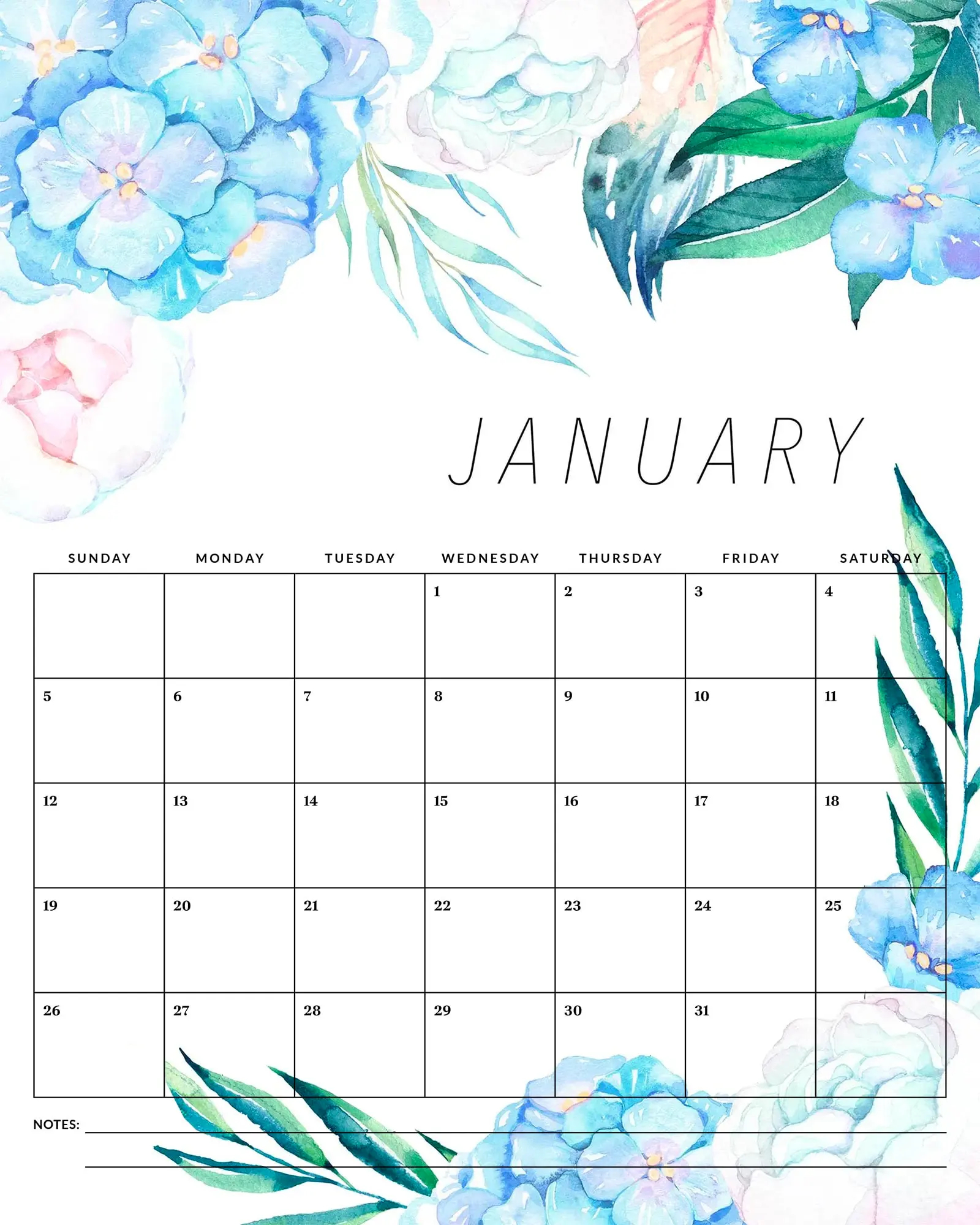 Printable Pretty Calendar 2025 Free