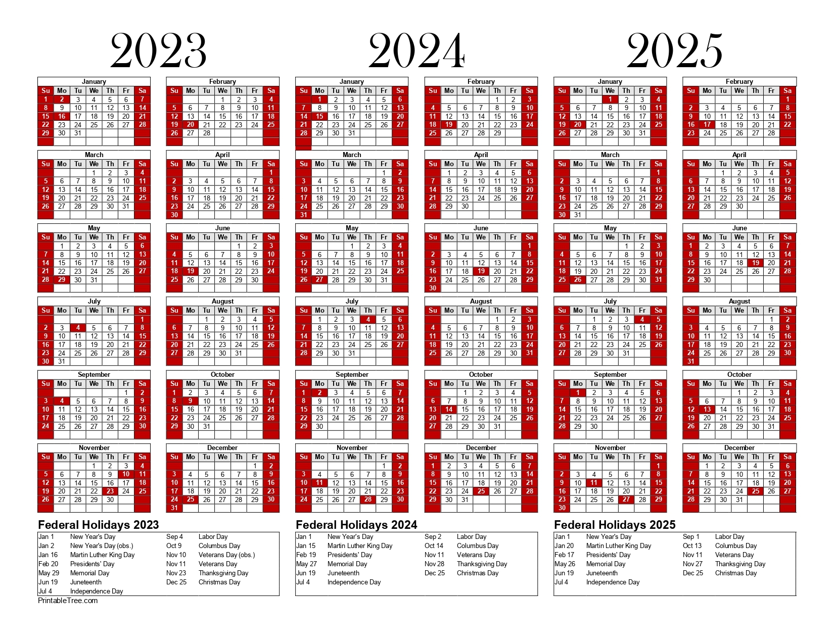 2025 Calendar One Page Printable