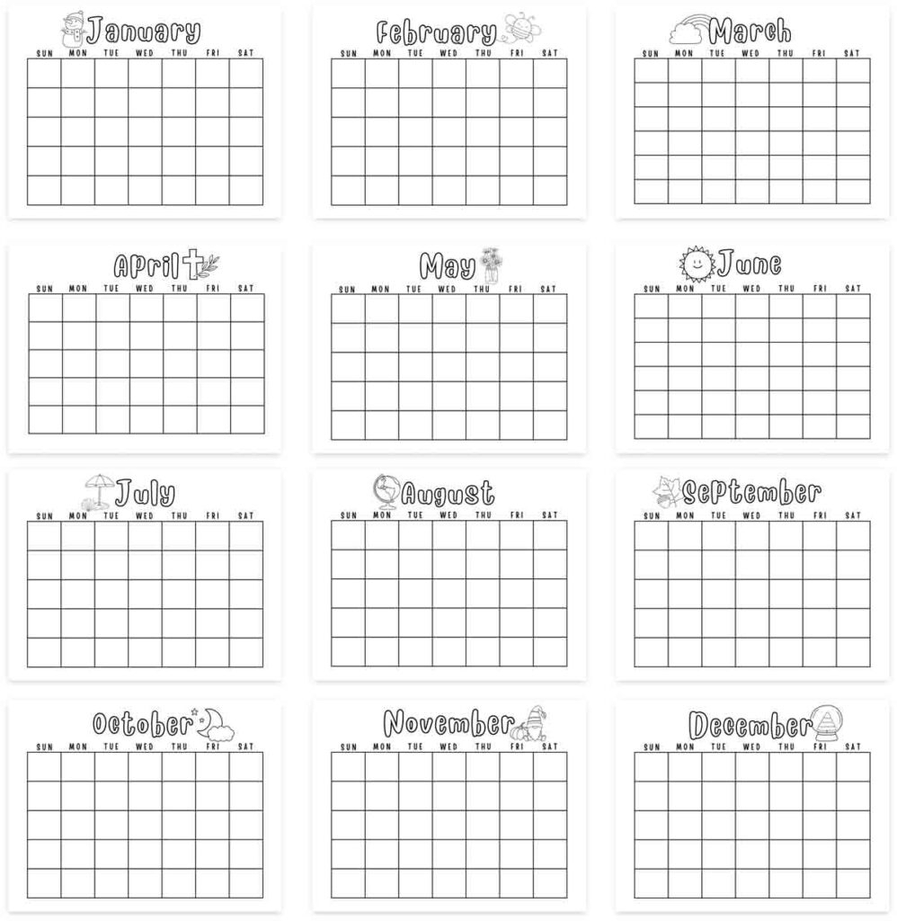 Free Printable Kids Calendar