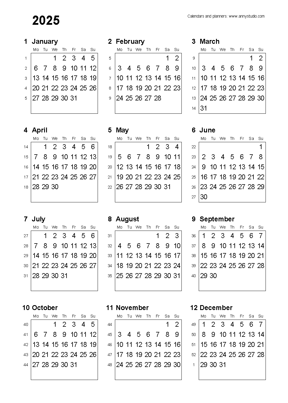 free printable calendars and planners 2025 2026 and 2027