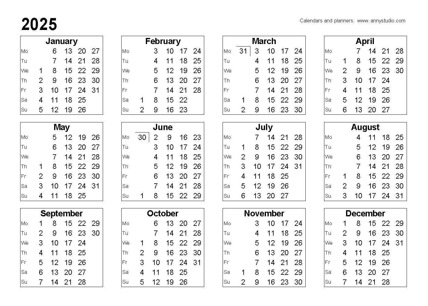 Free Printable 2025 Monthly Calendar Vertical