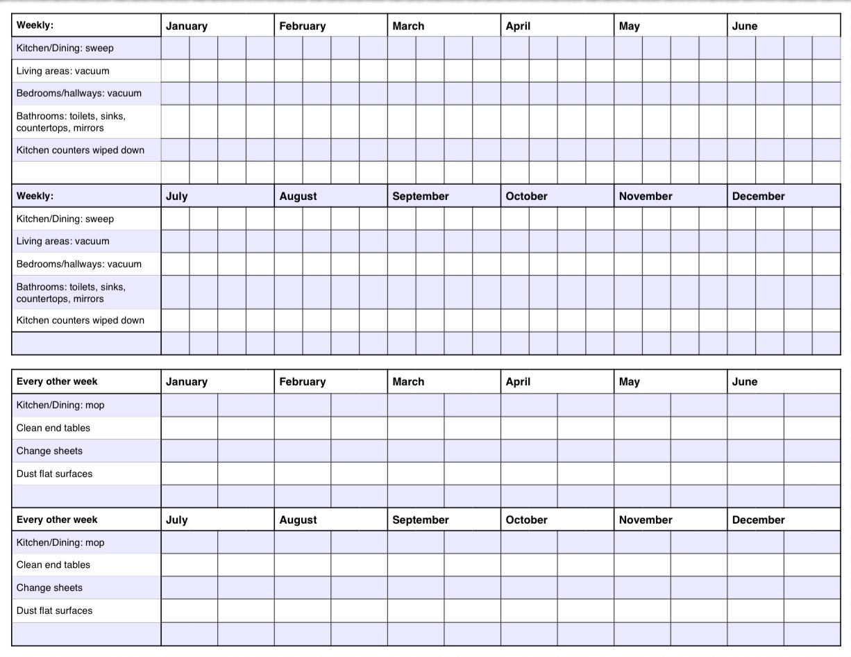 Free Printable Cleaning Calendar And Checklist The Housewife Modern