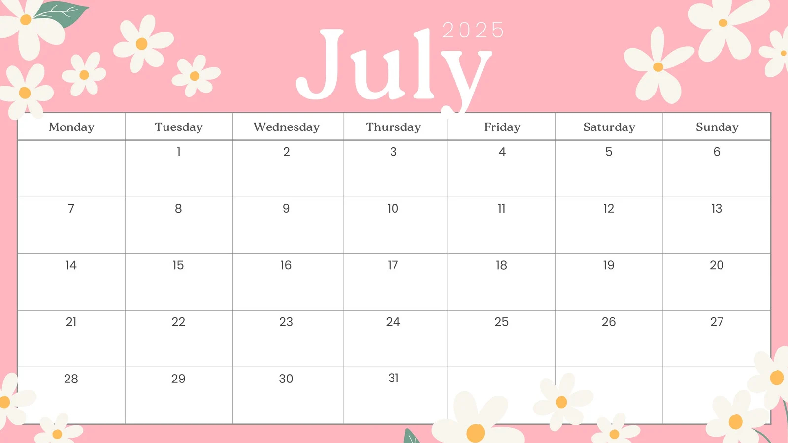 Free Printable Custom July 2025 Calendar Templates Canva Free Printable Custom July 2025 Calendar Templates Canva