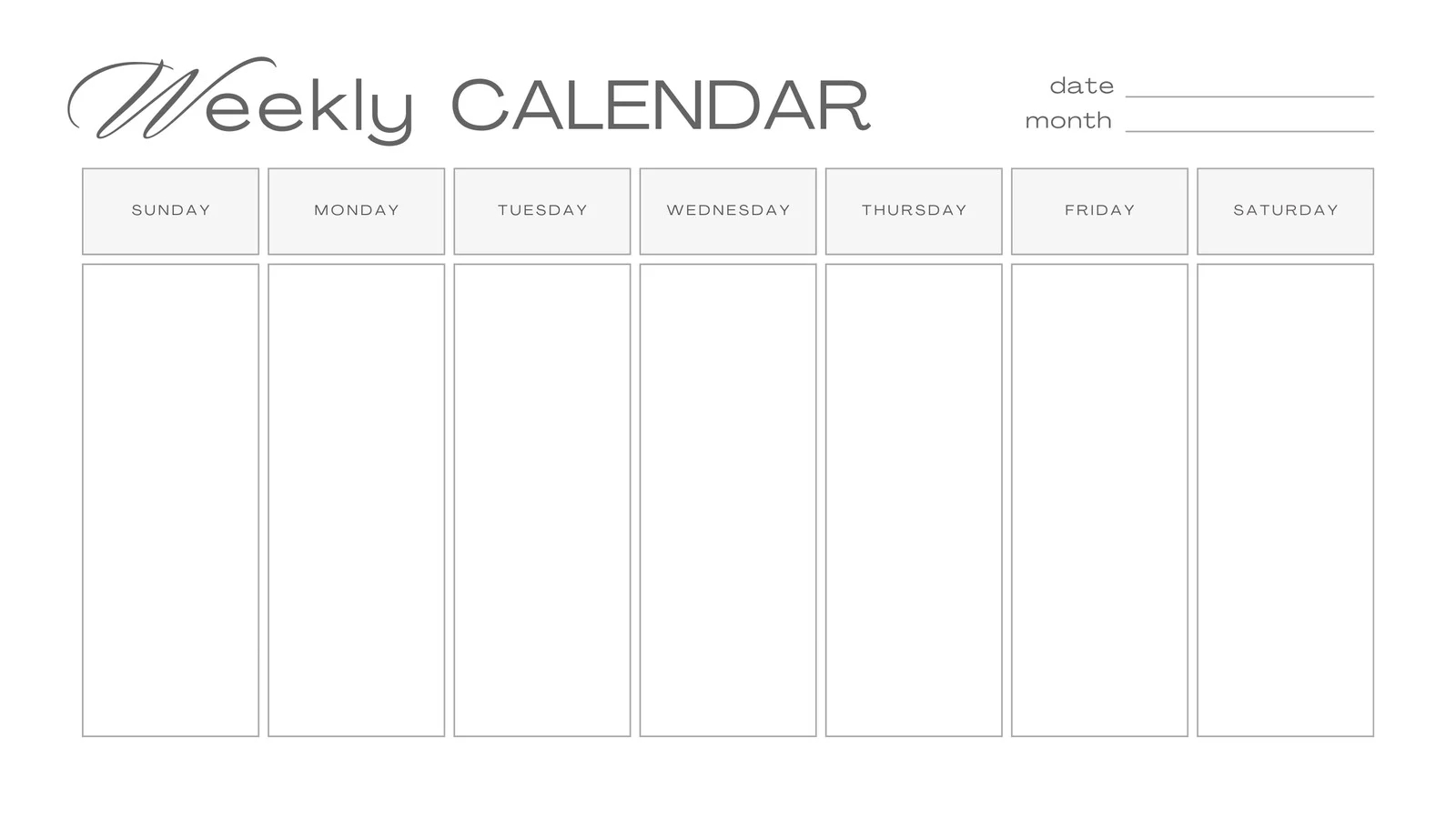 Free Printable 7 Day Calendar