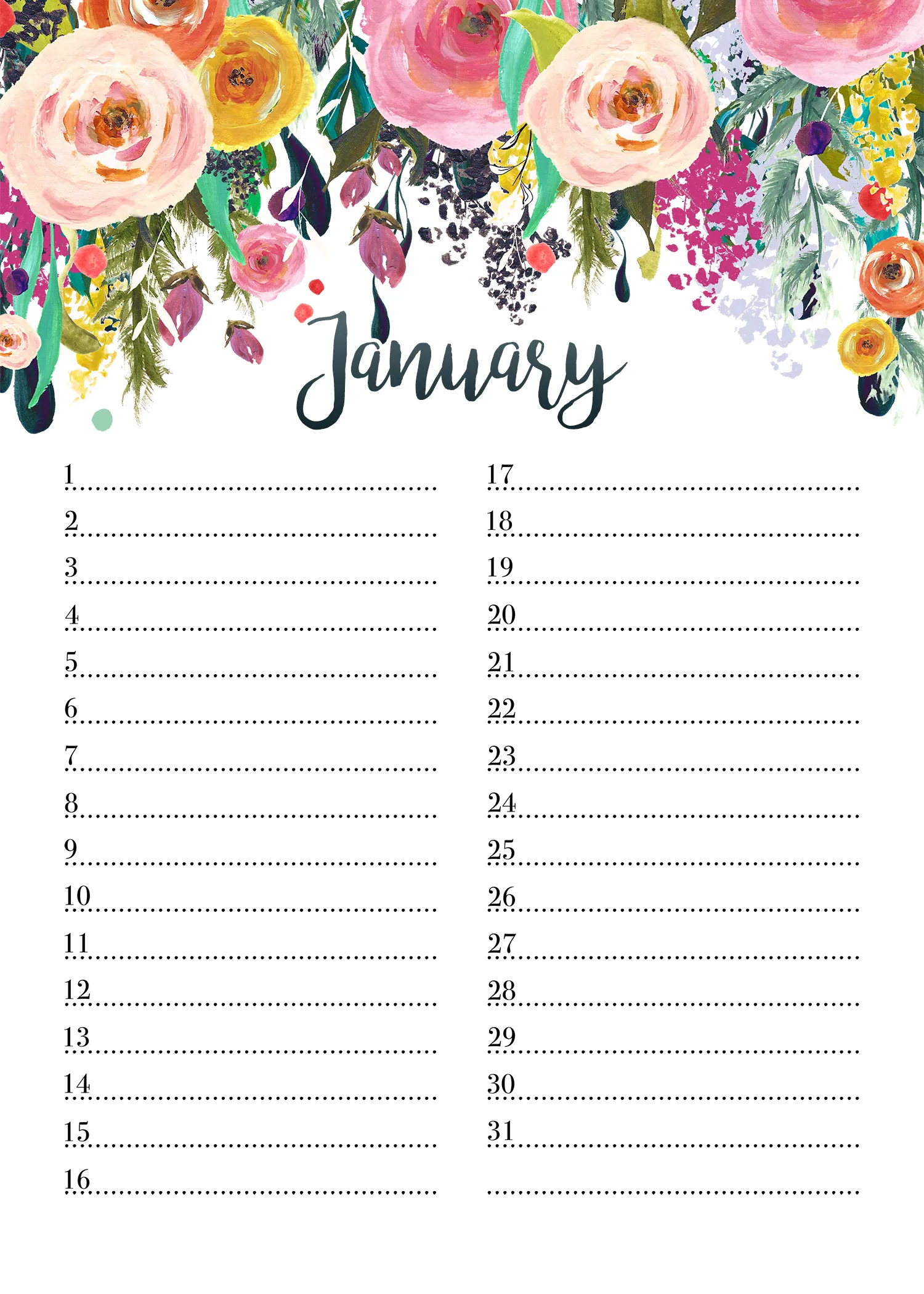 Free Printable Farmhouse Perpetual Calendar The Cottage Market