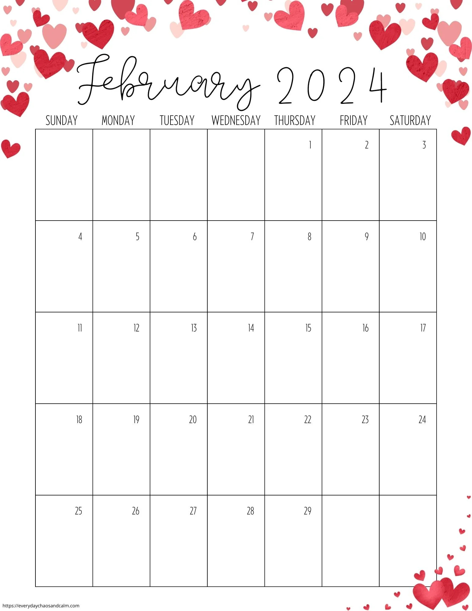 Free Printable February 2024 Calendars