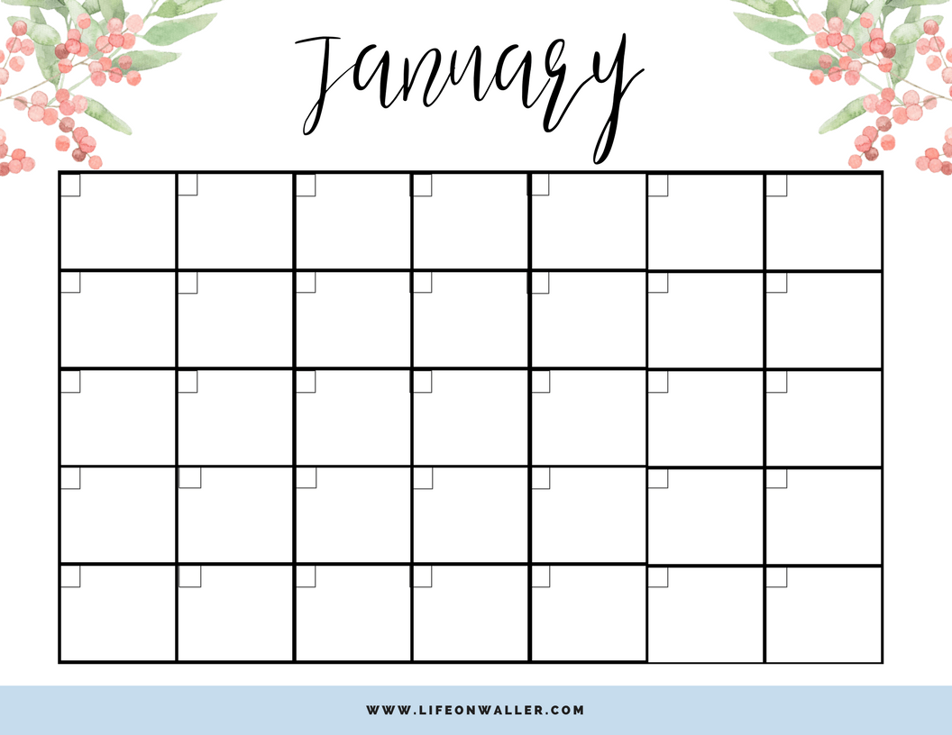 Printable Floral Monthly Calendars