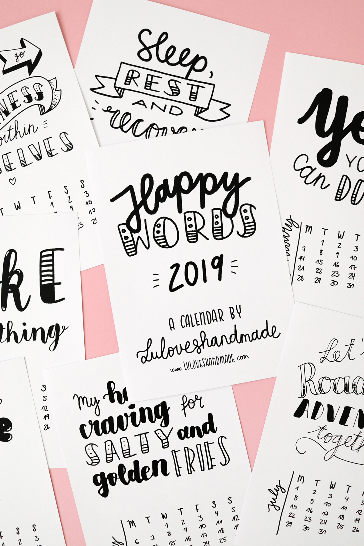 Free Printable Handlettering Calendar 2019 Luloveshandmade