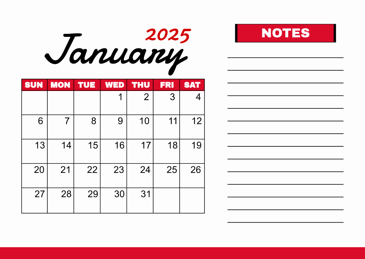 Calendar Template 2025 Free Printable