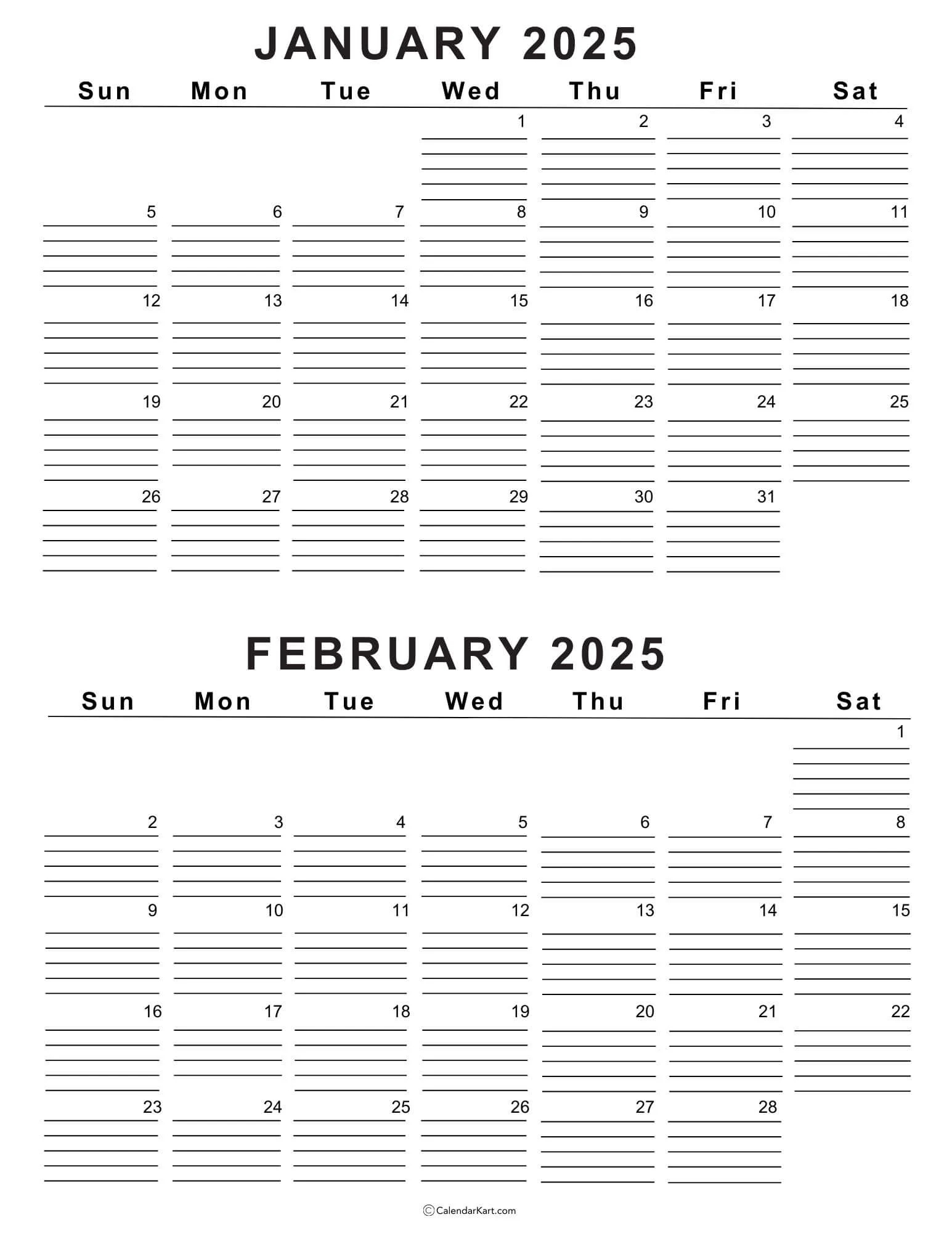 Free Printable January February Calendar 2025 CalendarKart