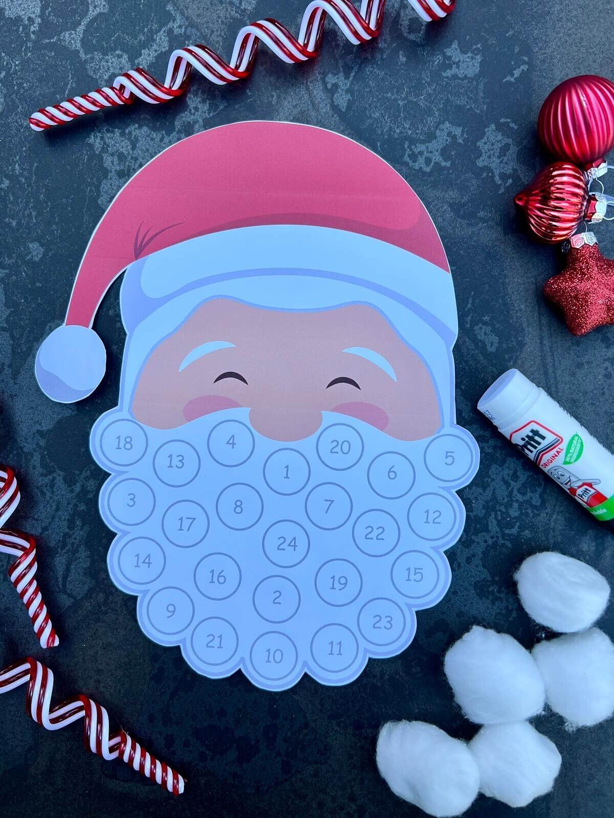 Free Printable Jolly Santa Beard Countdown Calendar Jolly Festive