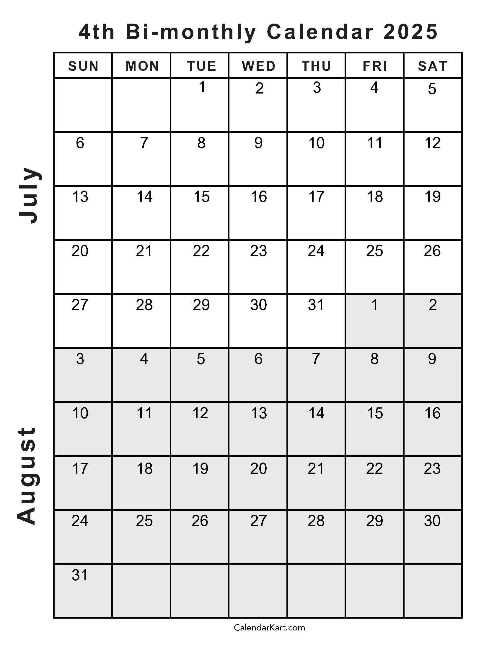 Free Printable Calendar 2025 Two Months Per Page