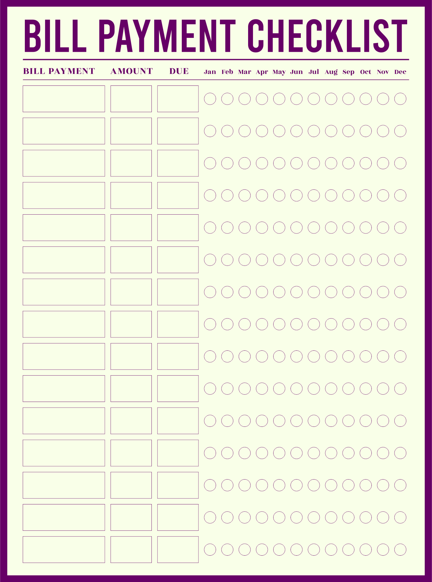 Free Printable Monthly Bill Payment Calendar