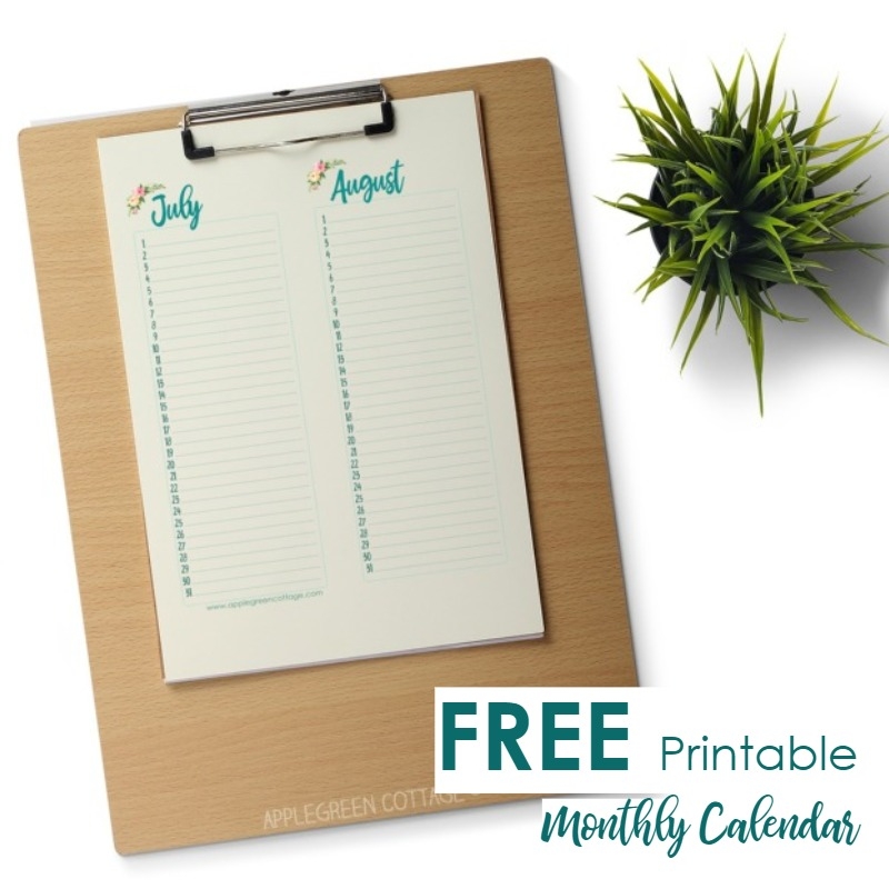 Free Printable Monthly Calendar For All The Birthdays AppleGreen Cottage