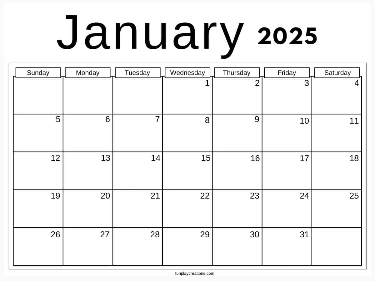 Free Printable Monthly Calendars 2025 
