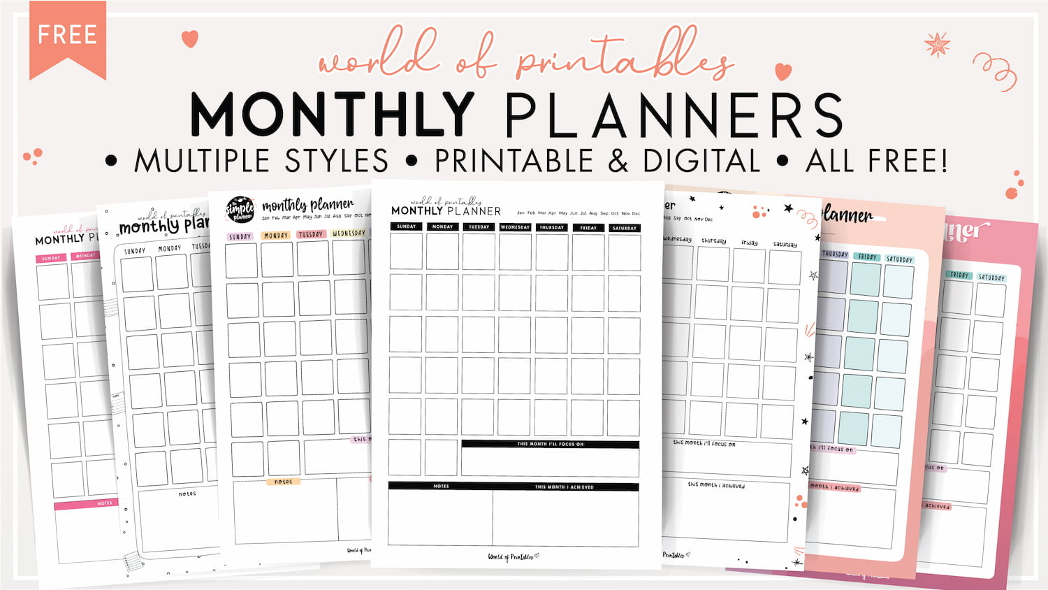 Double Size Monthly Calendar Printable