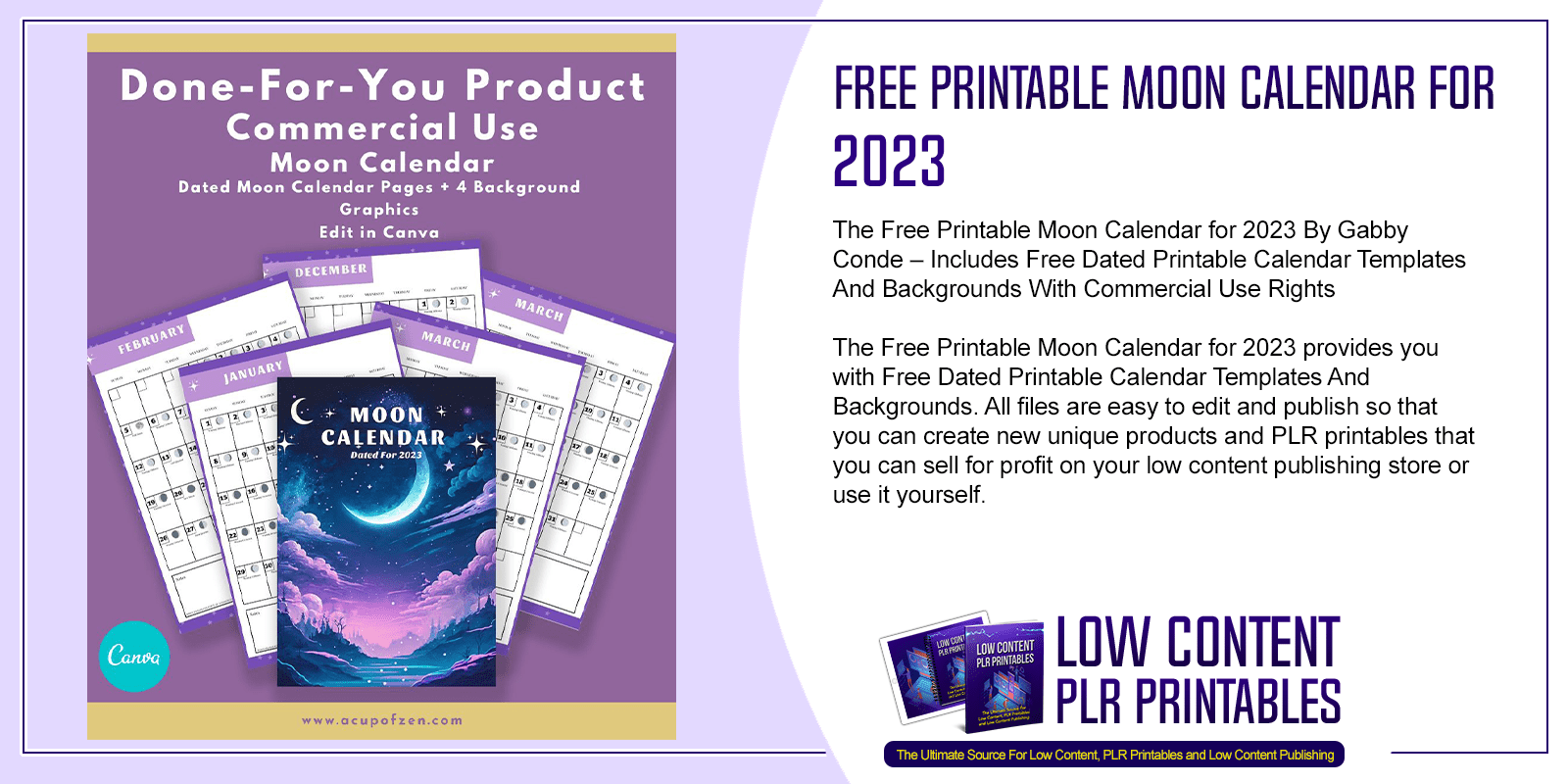 Printable Moon Calendar Free