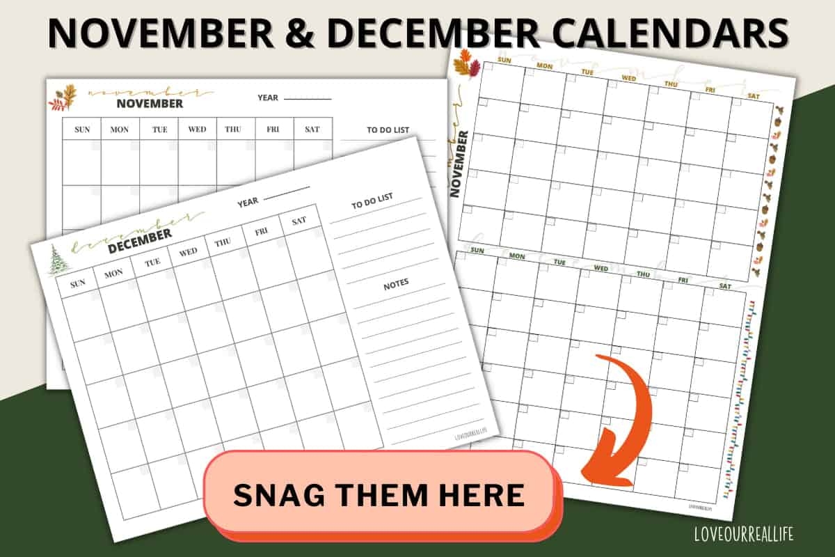 FREE Printable November December Calendar Templates 2024 Love Our Real Life