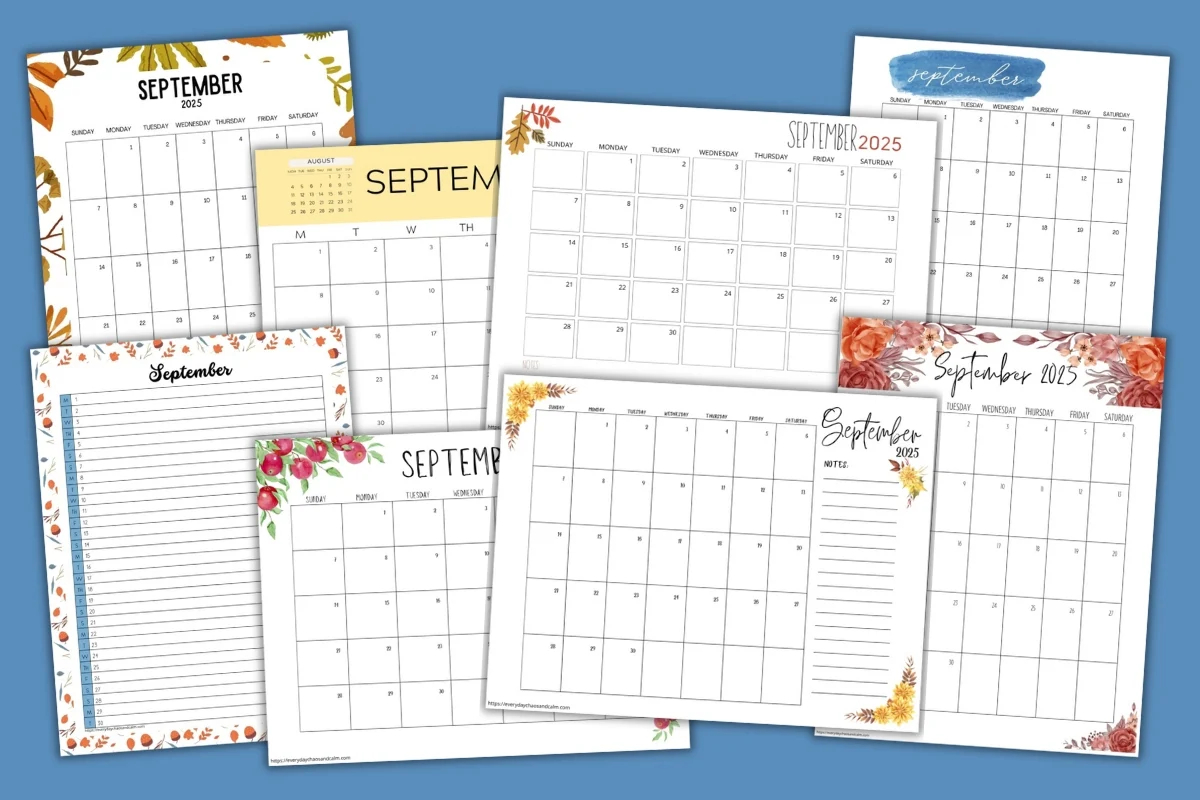 Free Printable September 2025 Calendars