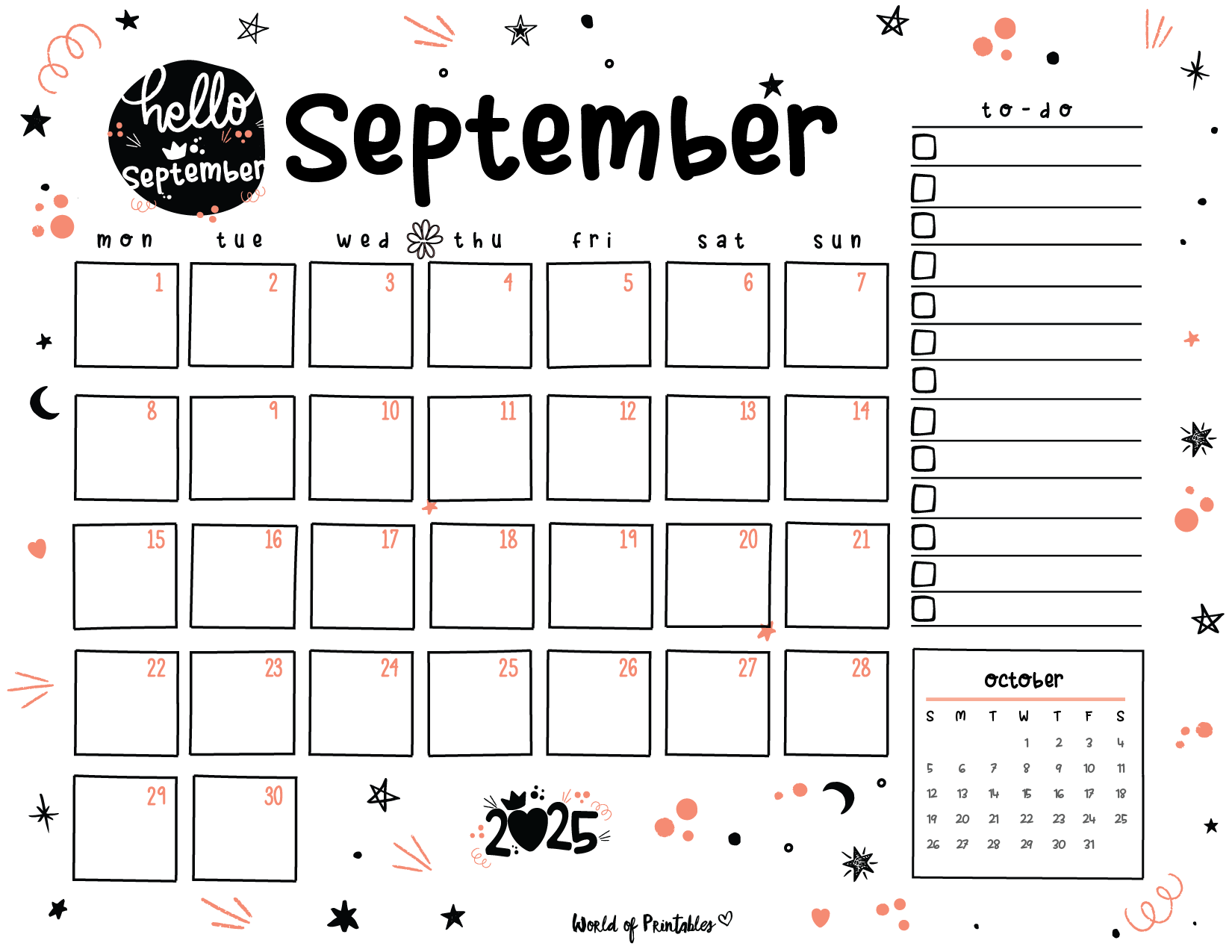 free printable september 2025 planners world of printables