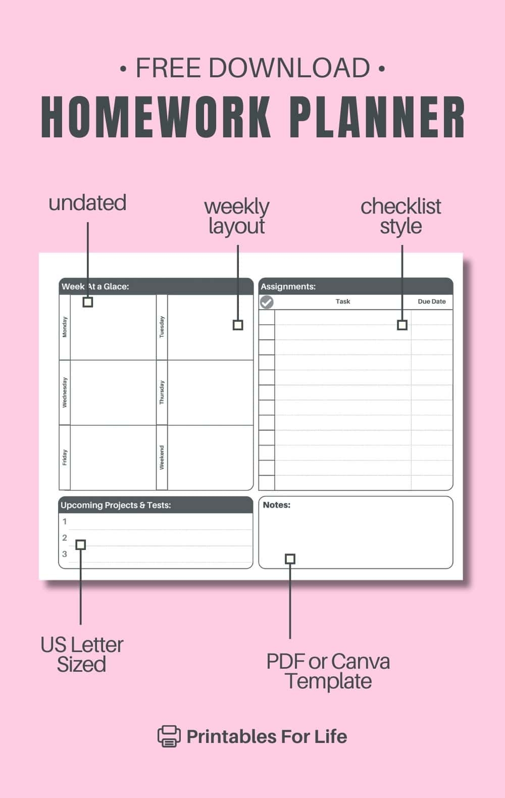 FREE Student Homework And Assignment Planner