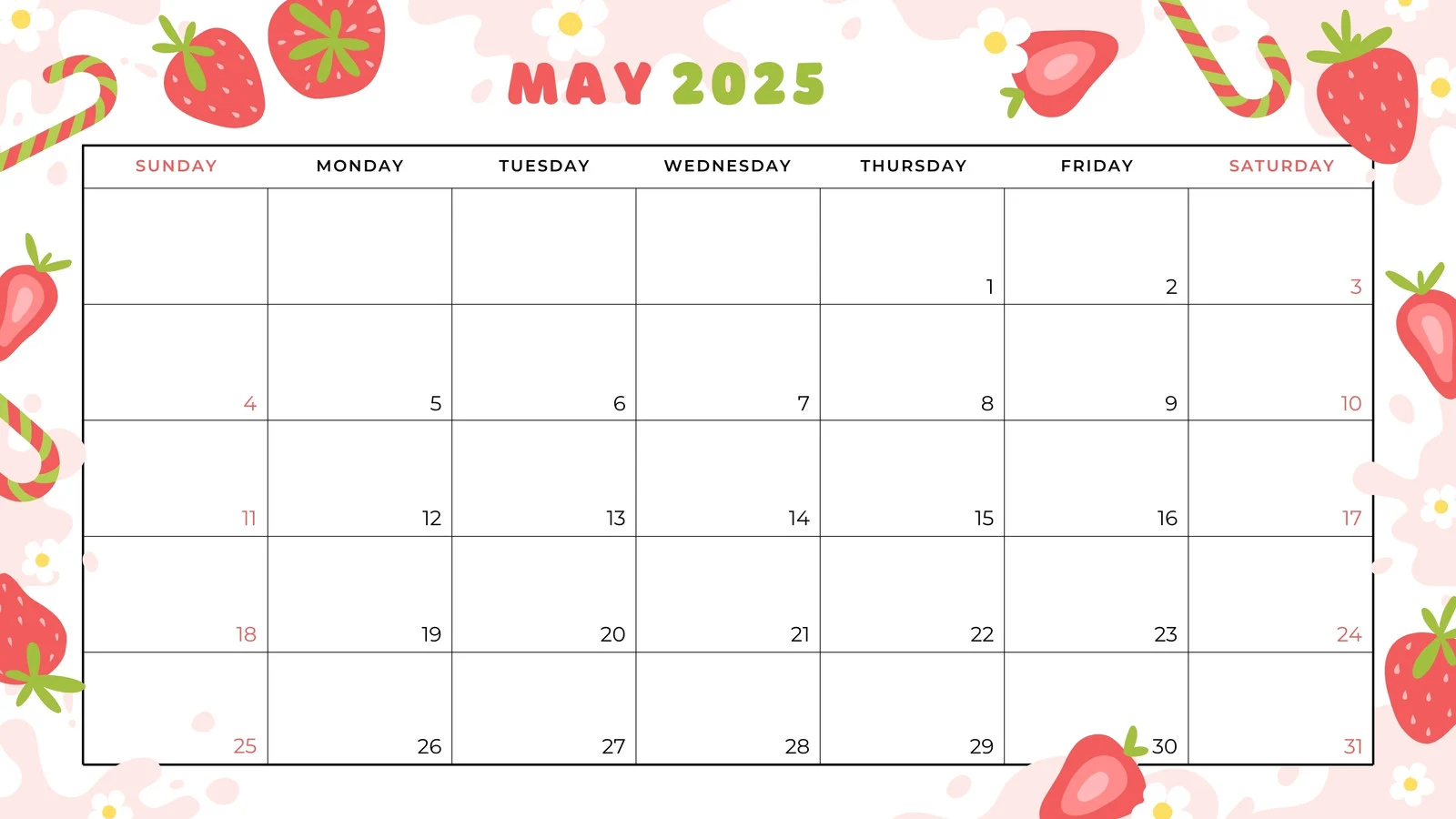 Printable May Calendar