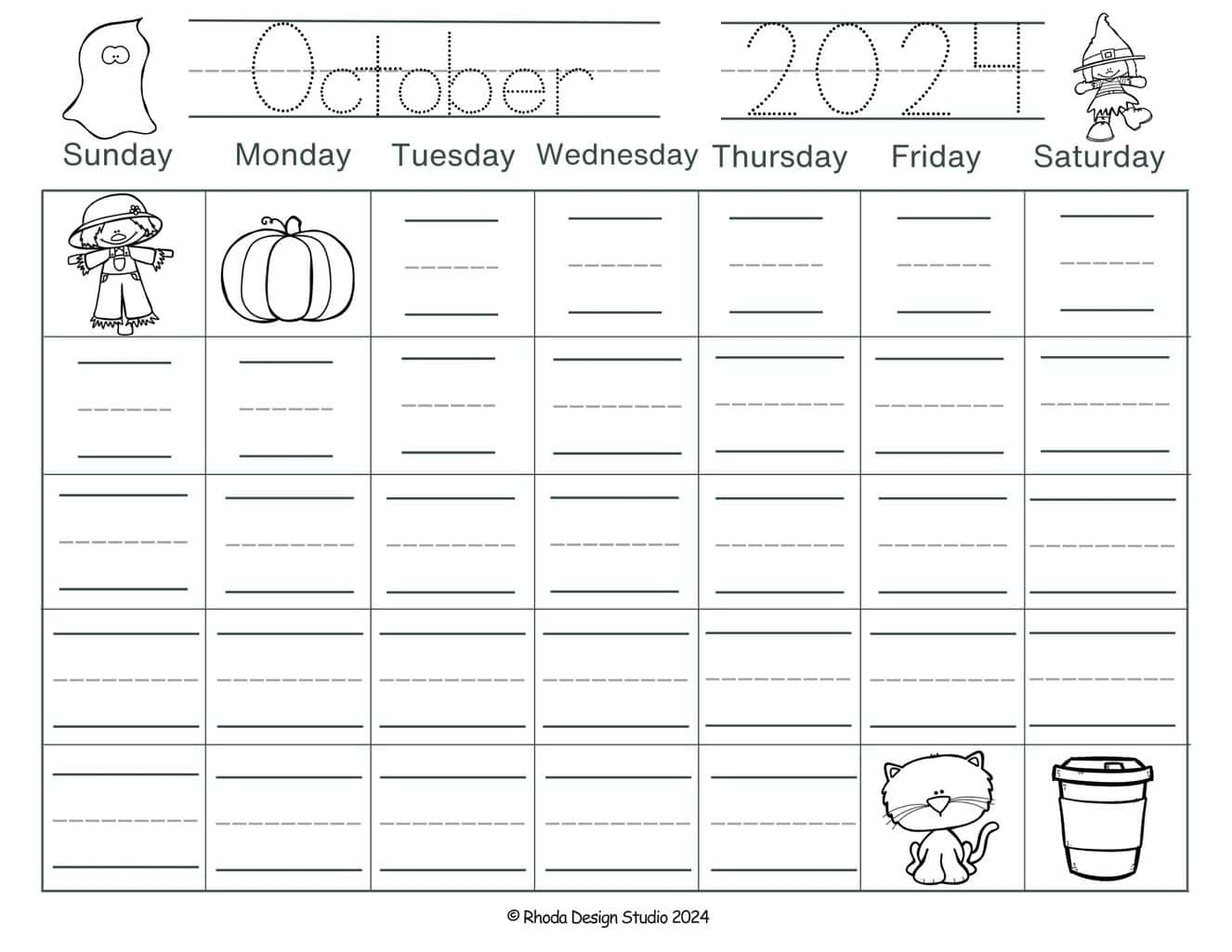 Calendar Printables October Ab Pattern