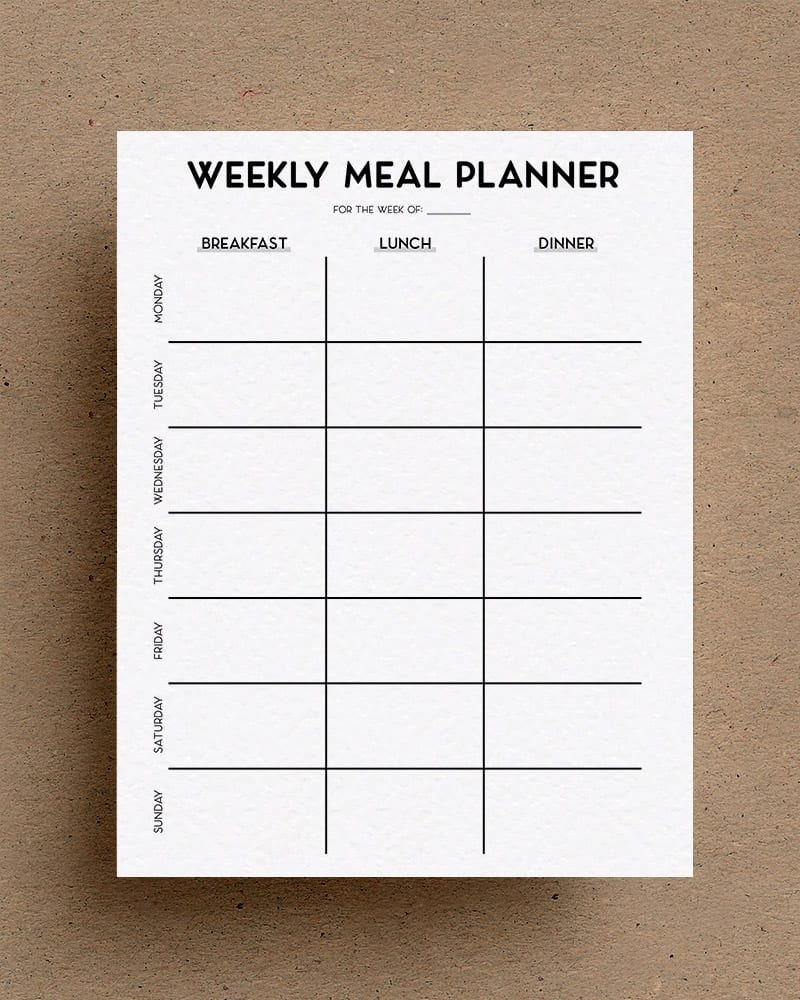 Free Weekly Meal Planner Printable For
