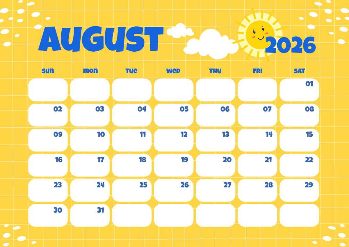Printable Calendar Of August 2026