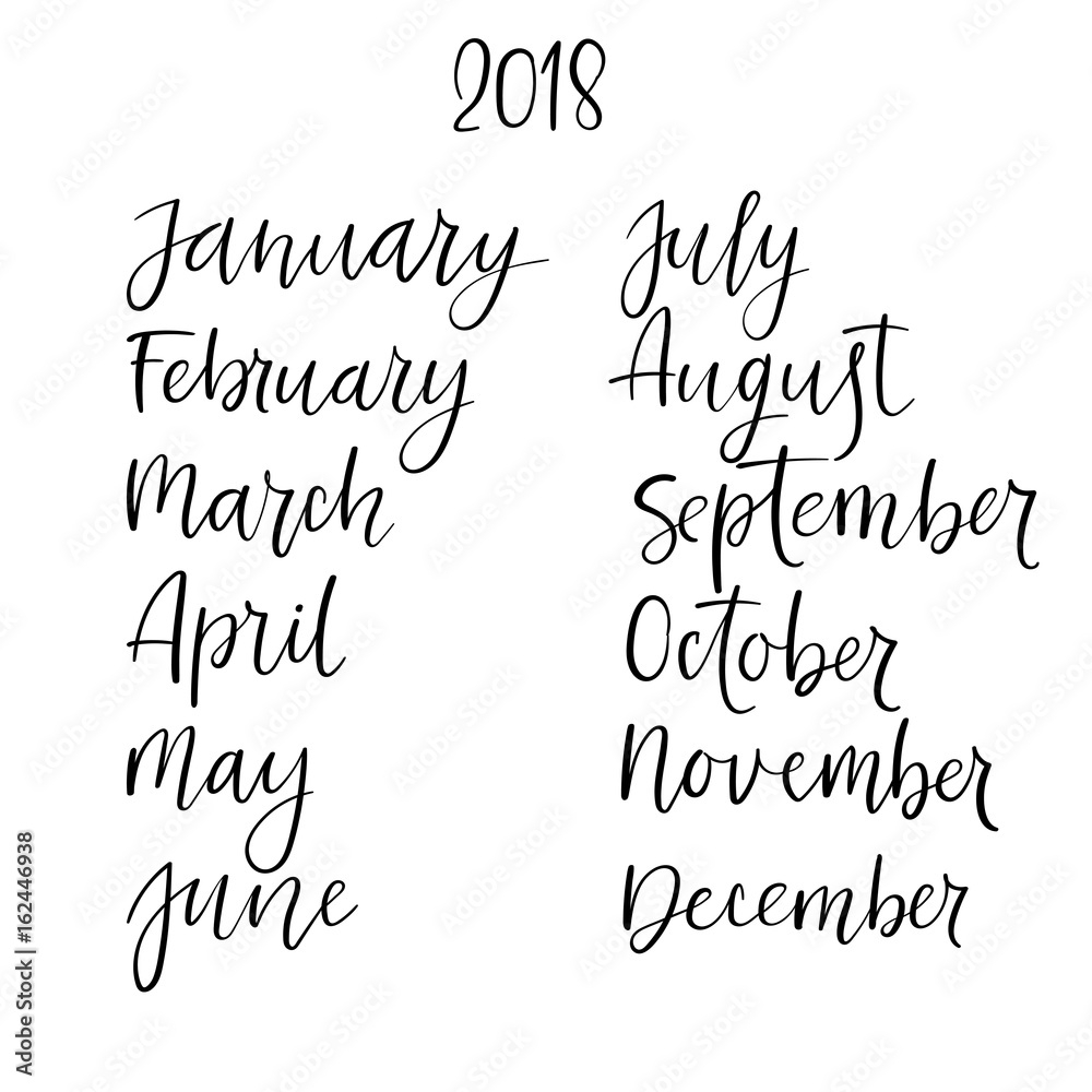Printable Monthly Calendar Handlettering